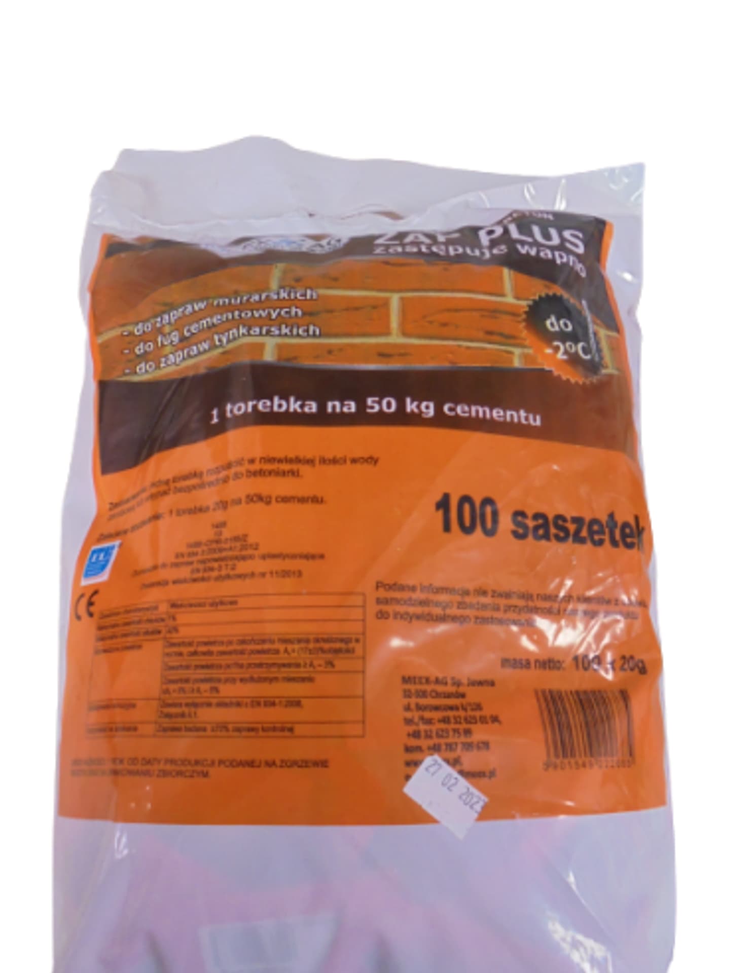 

PLASTYFIKATOR DO ZAPRAW CEMENTOWYCH ZAP PLUS 20g (100szt)