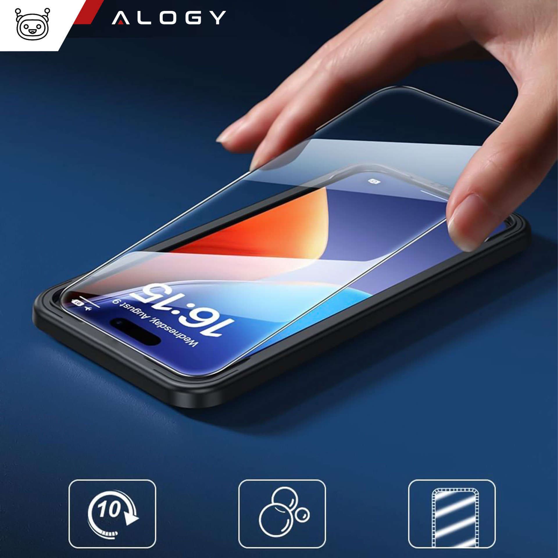 

2x Szkło hartowane 9H do iPhone 15 / 15 Pro na ekran Alogy Screen Protector PRO+