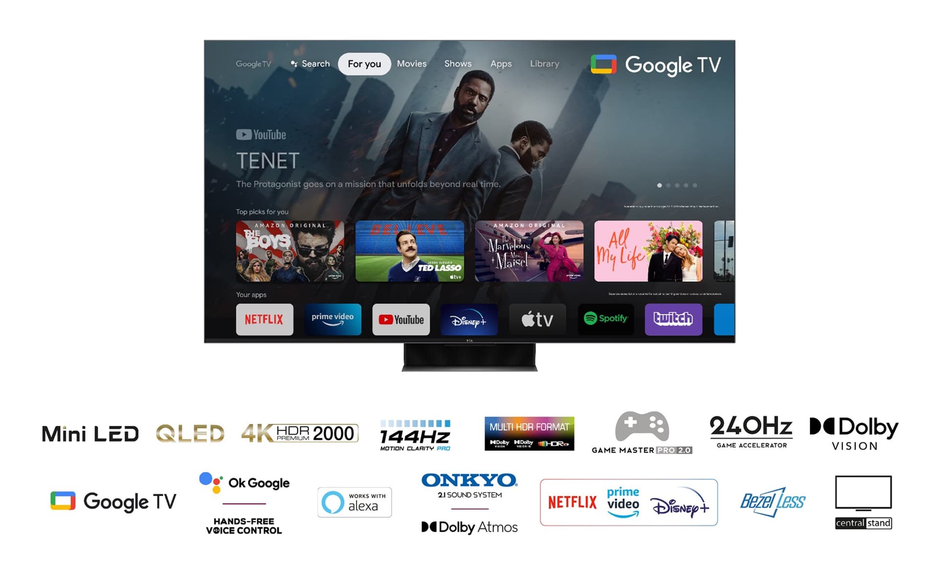 

Telewizor 55" TCL 55C845 (4K UHD HDR DVB-T2/HEVC GoogleTV)