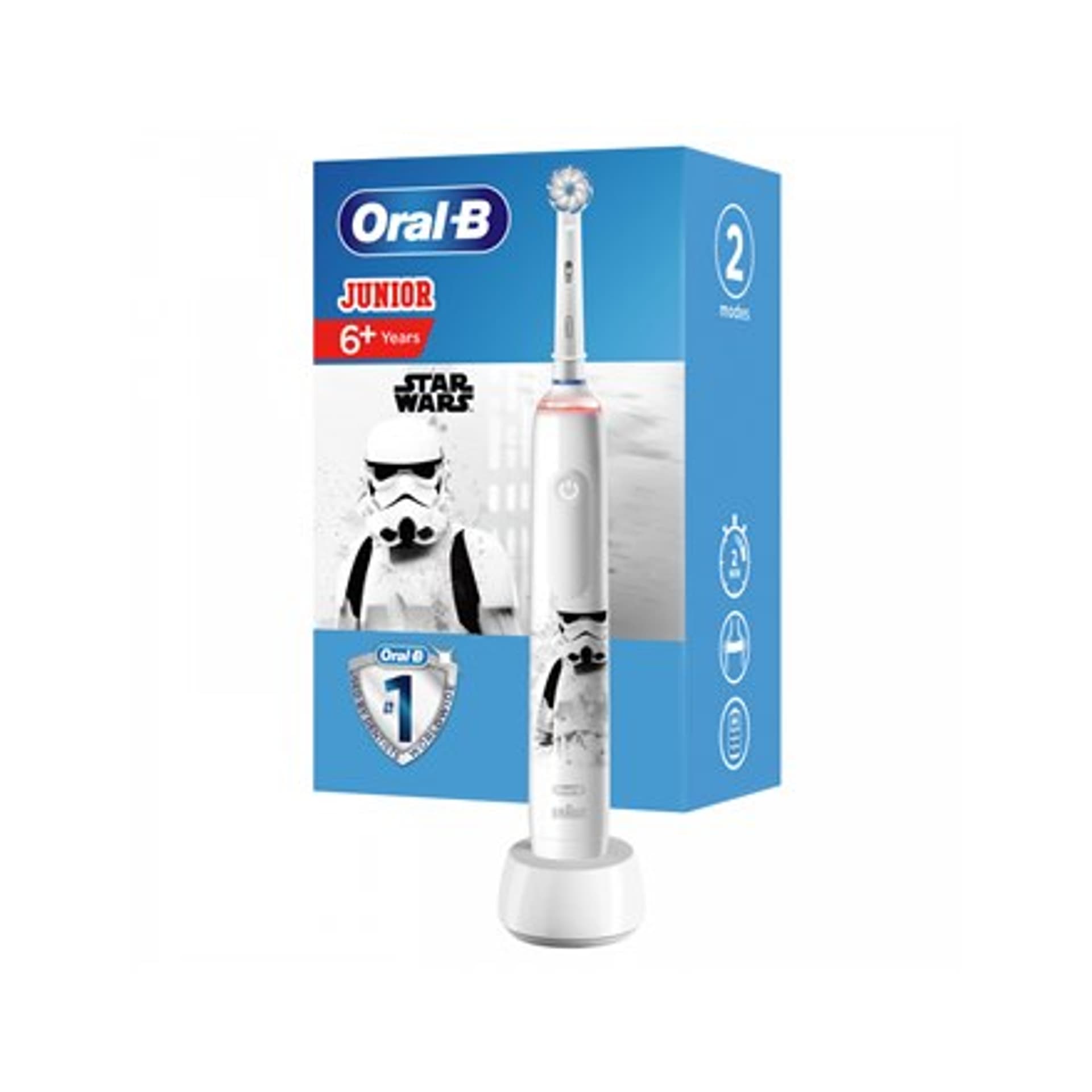 

Szczoteczka elektryczna Oral-B Pro3 Junior 6+ Star Wars Rechargeable, Dla dzieci, Liczba trybów szczotkowania zębów 2, Biała