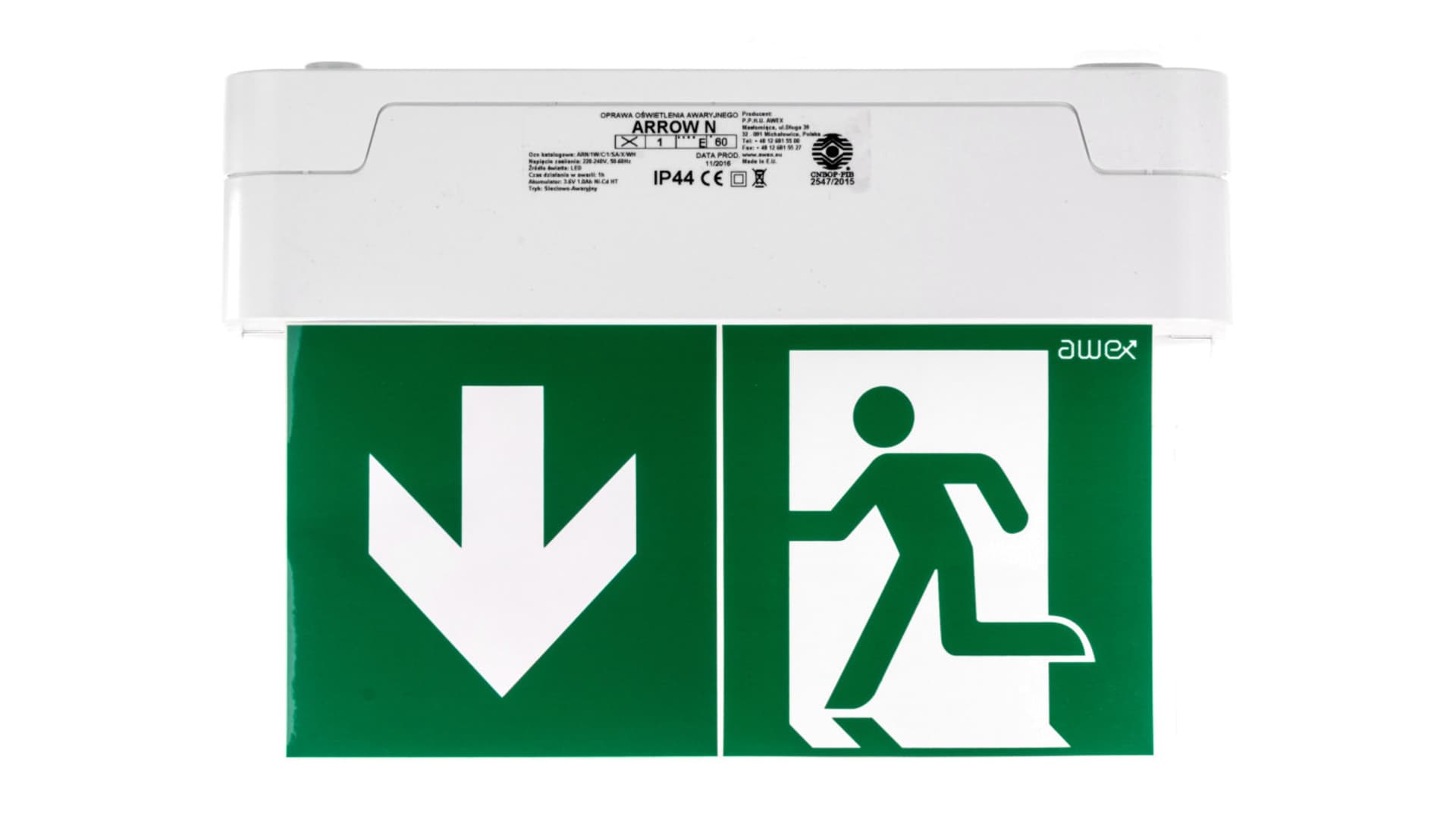 

Oprawa awaryjna ARROW N LED 1W 1h dwuzadaniowa + PU31 PU41 biała ARN/1W/C/1/SA/X/WH