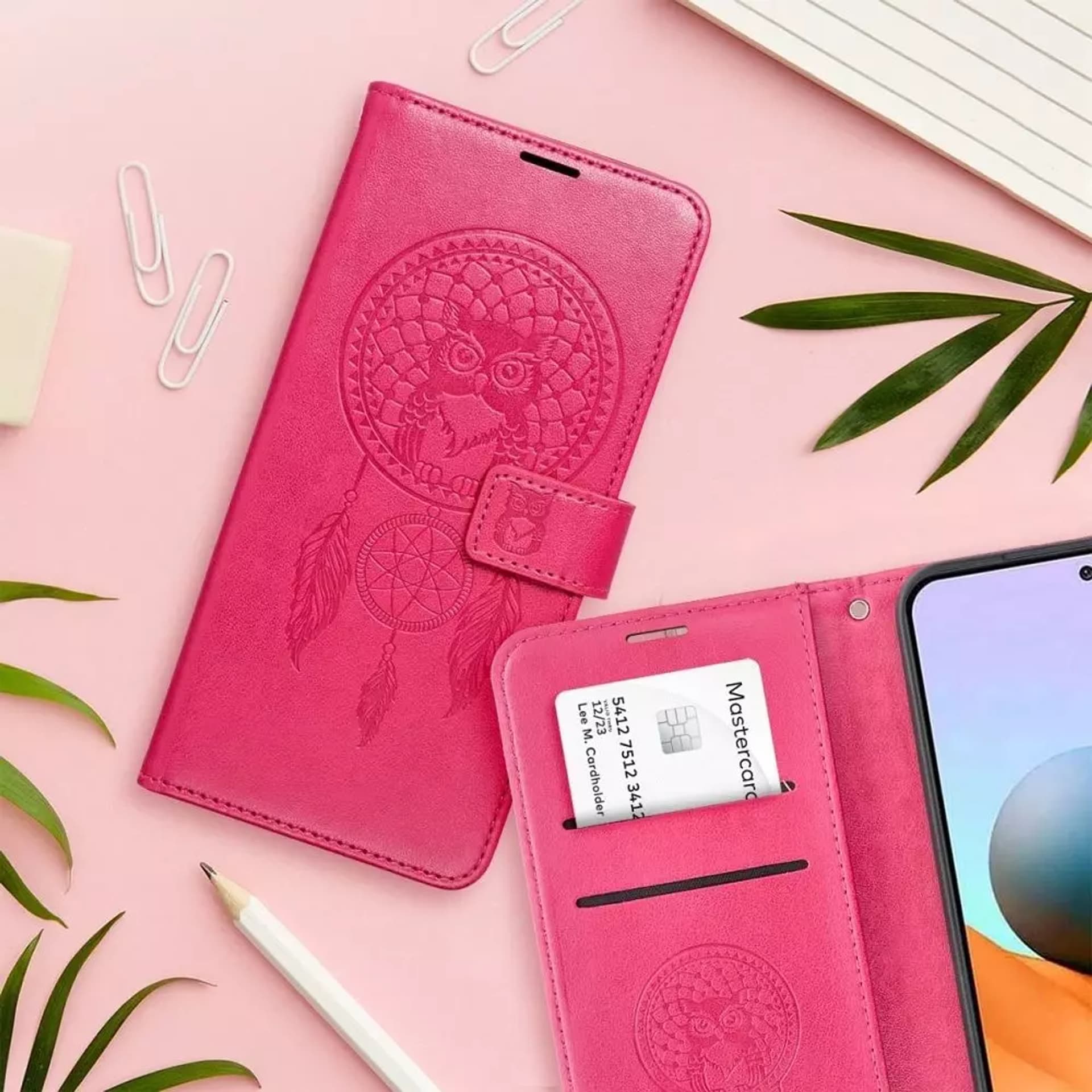 

Etui z klapką zamykane Kabura MEZZO Book do iPhone 15 Pro łapacz snów magenta