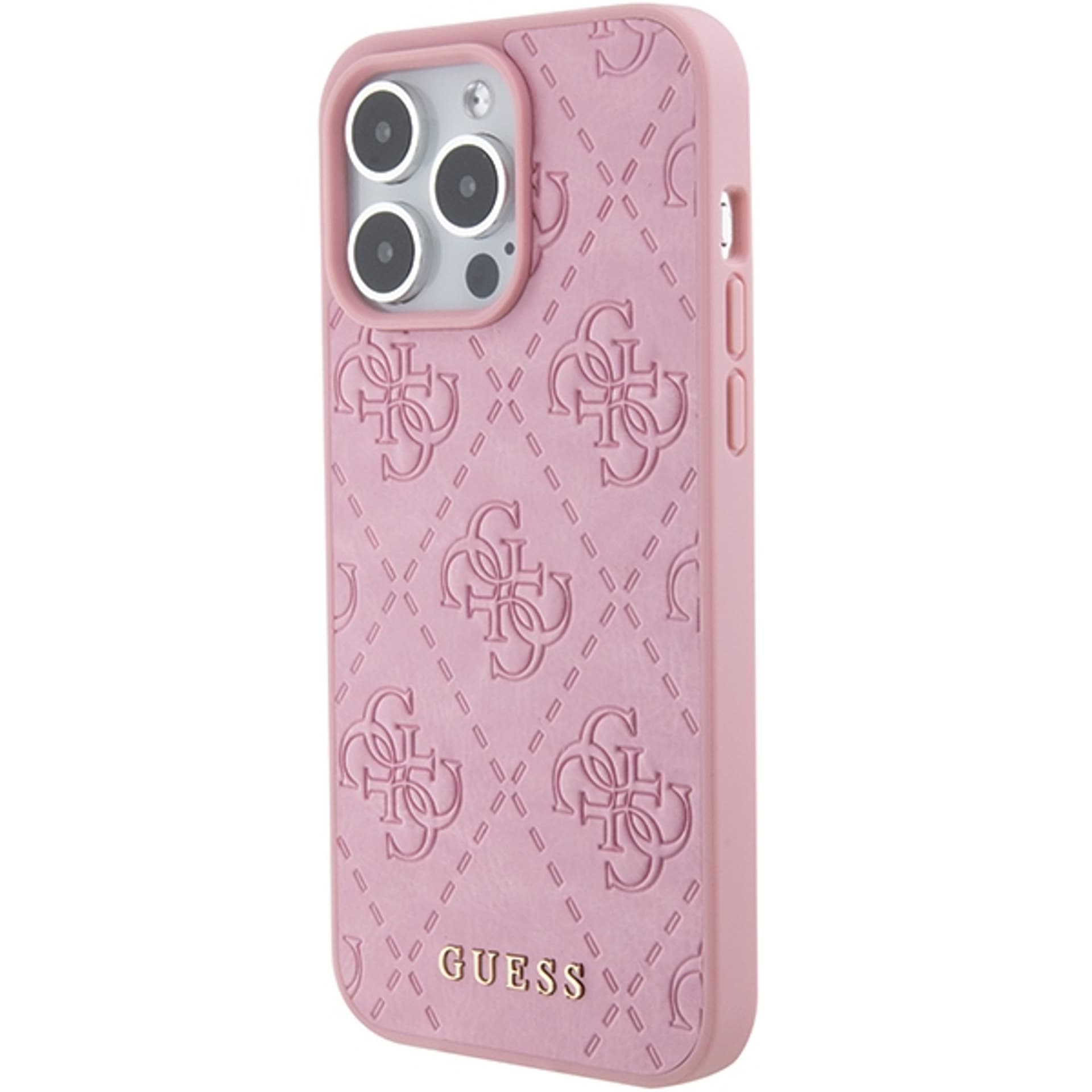 

Guess GUHCP15LP4EPMP iPhone 15 Pro 6.1" różowy/pink hardcase Leather 4G Stamped