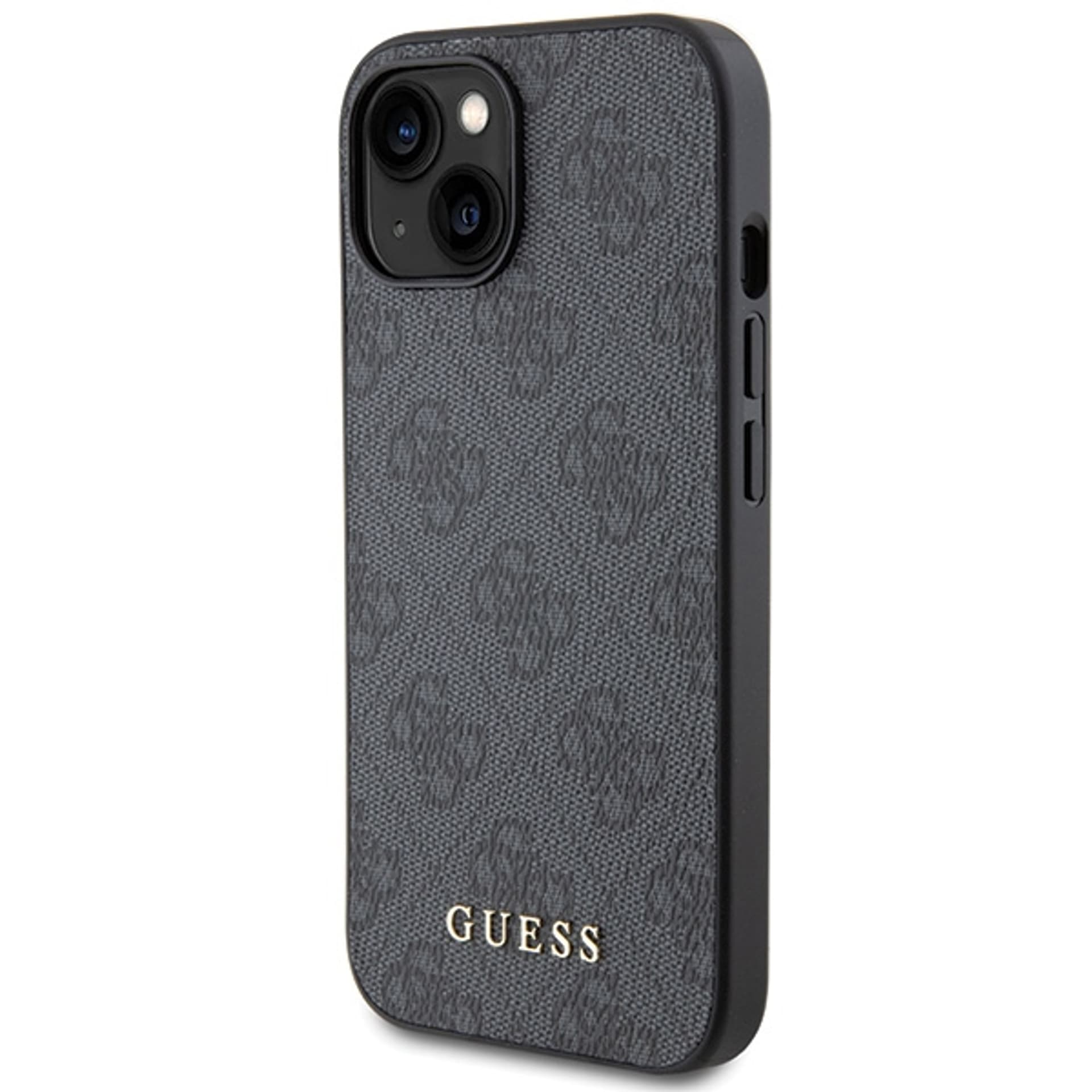 

Guess GUHCP15SG4GFGR iPhone 15 6.1" szary/grey hard case 4G Metal Gold Logo