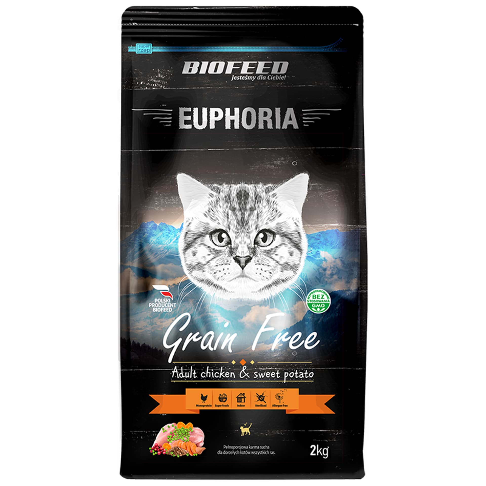 

BIOFEED EUPHORIA ADULT CAT Grain Free dla kotów z kurczakiem i batatami 2kg