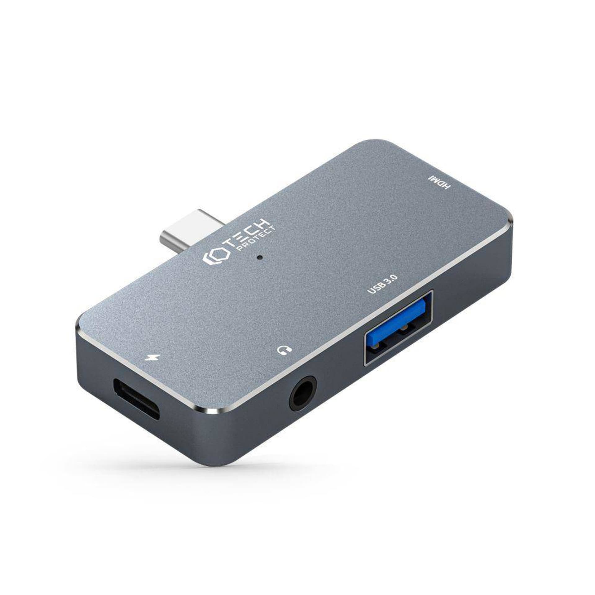

Adapter HUB 4w1 USB-C - USB + USB-C + HDMI + AUX Minijack 3.5mm Tech-Protect V6 szary