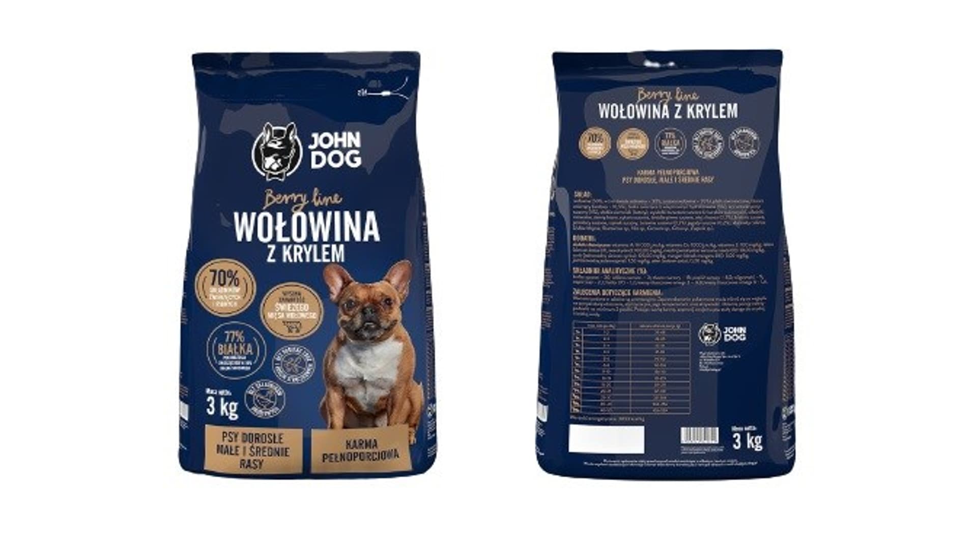 

John Dog BERRY M/Ś RASY wołowina z krylem 3kg