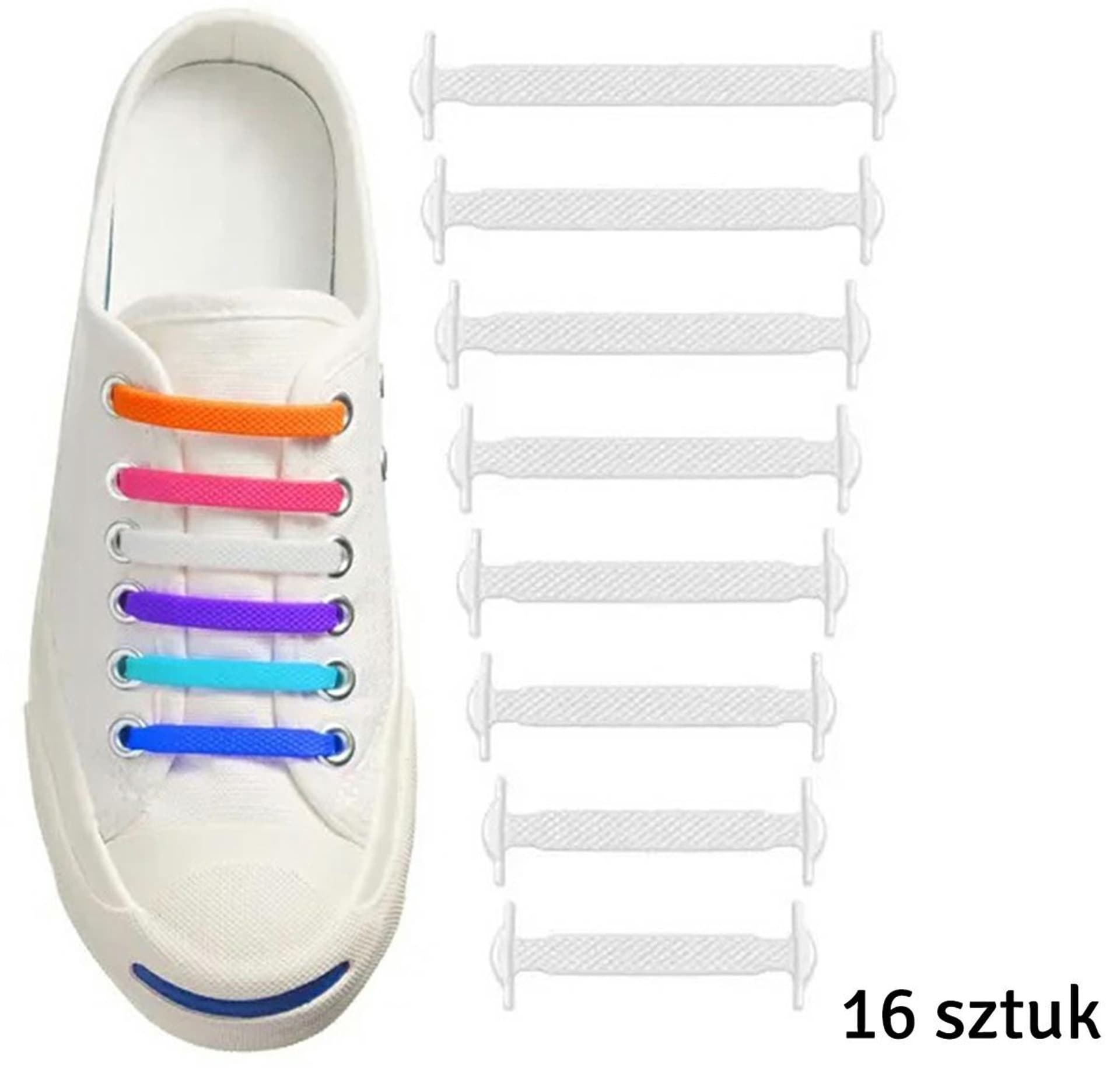 

DA10 Sznurowadła silikonowe bez wiązania 16szt white