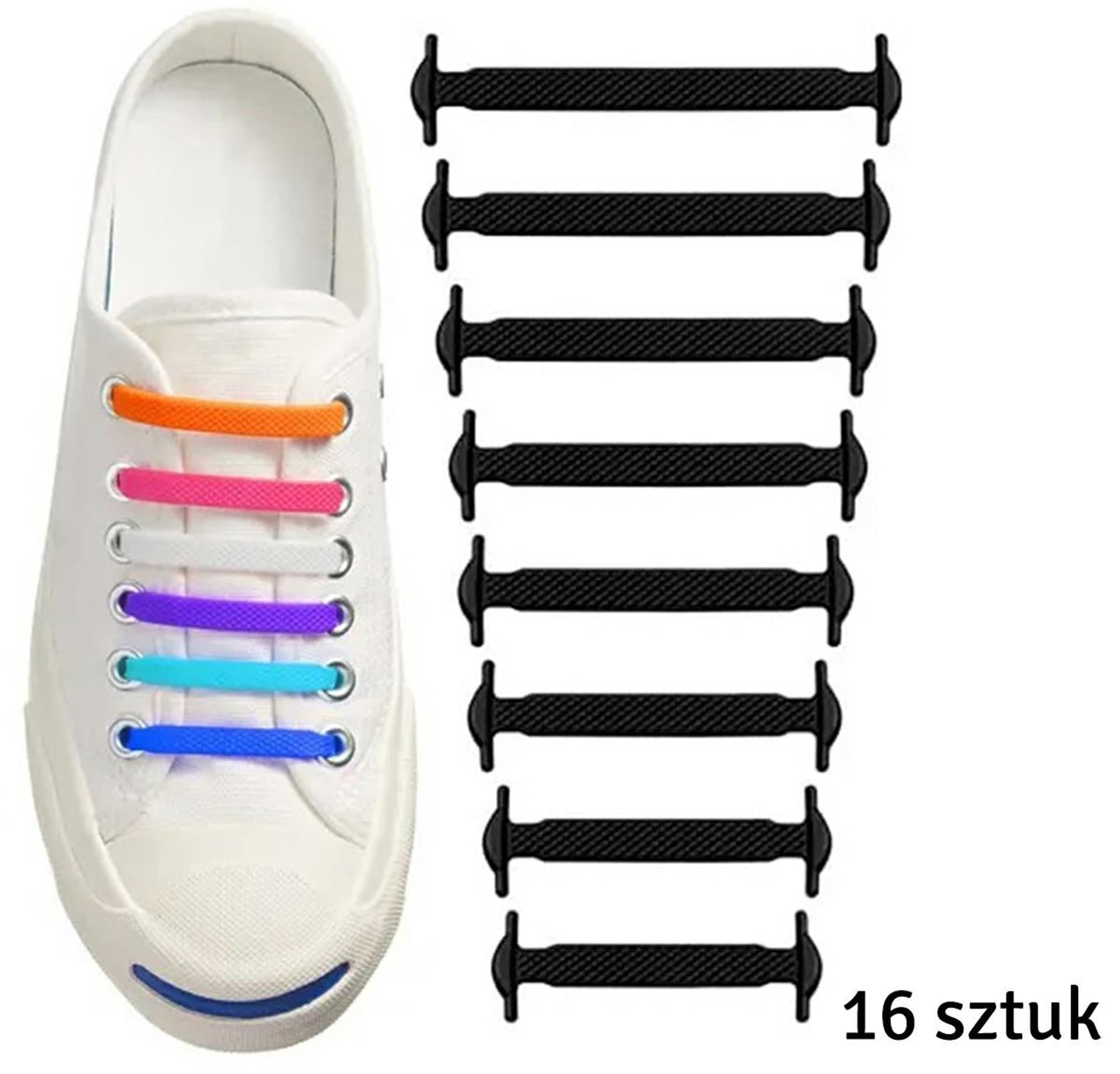 

DA10A Sznurowadła silikonowe bez wiązania 16szt black