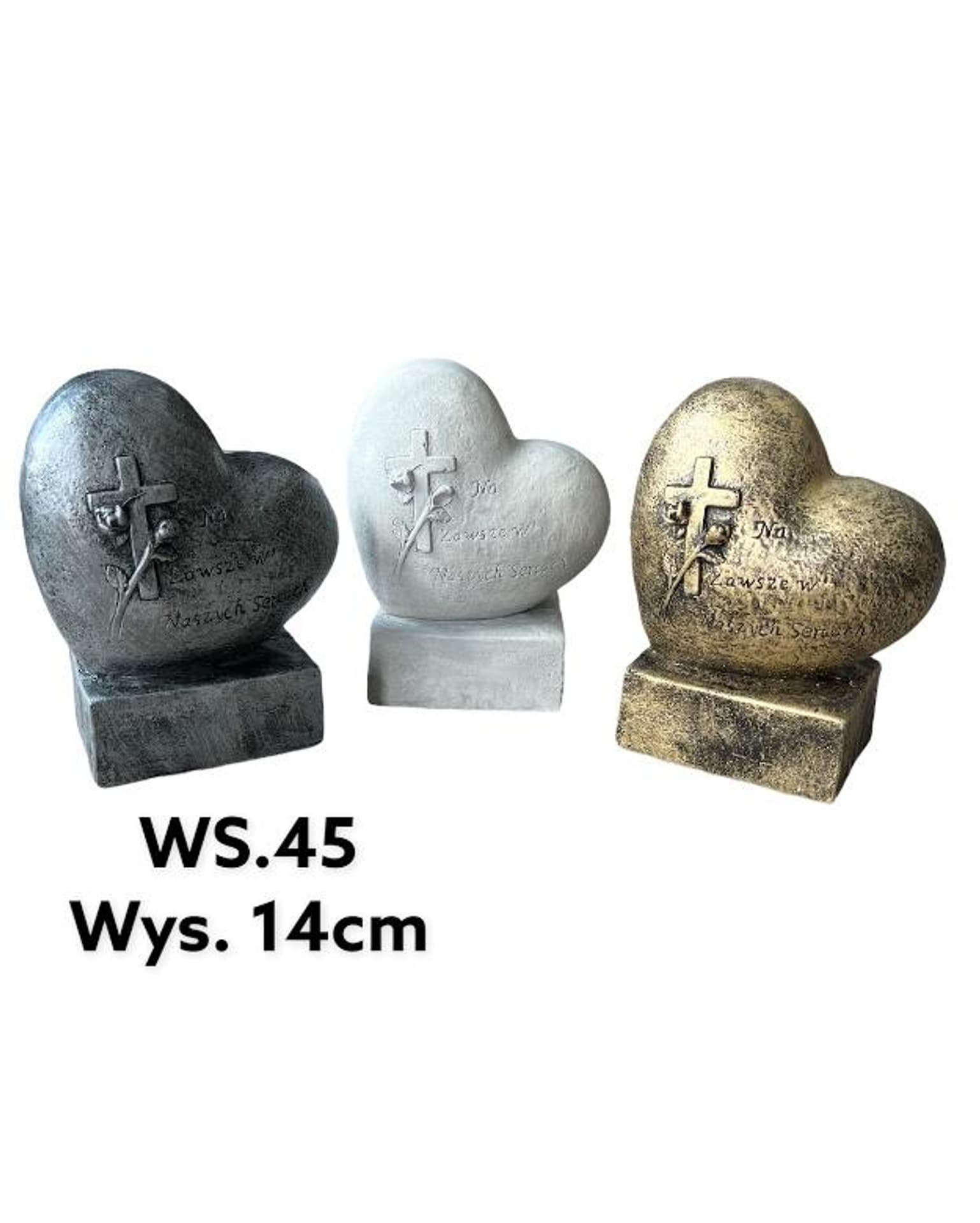 

Figura serce Na zawsze w Naszych sercach 6,5x11x14cm złoty