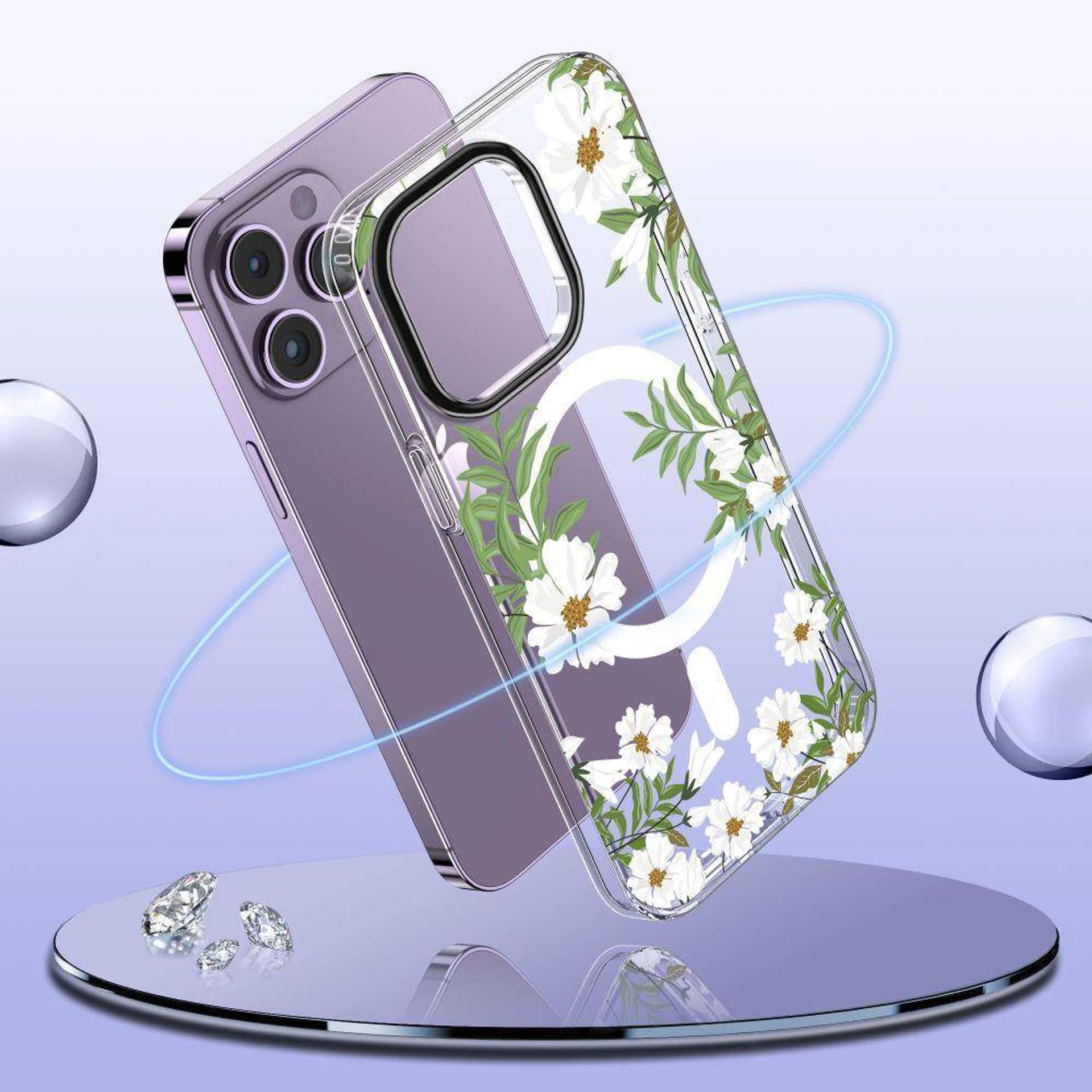 

Etui IPHONE 13 PRO Tech-Protect MagMood MagSafe Spring Daisy transparentne