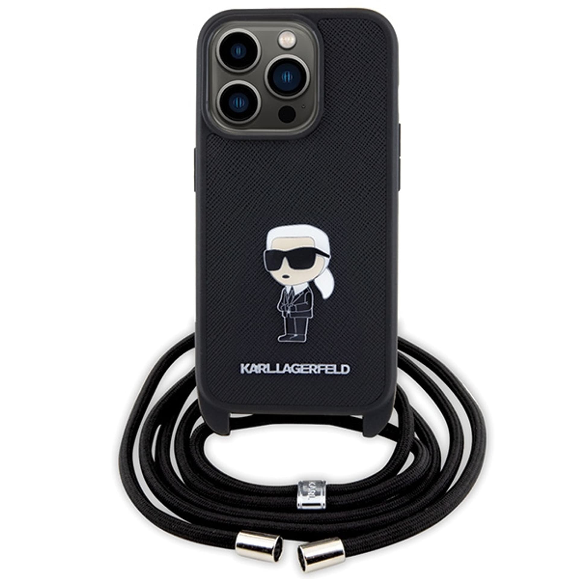 

Karl Lagerfeld KLHCP15LSASKNPSK iPhone 15 Pro 6.1" hardcase czarny/black Crossbody Saffiano Monogram Metal Pin Karl & Choupette