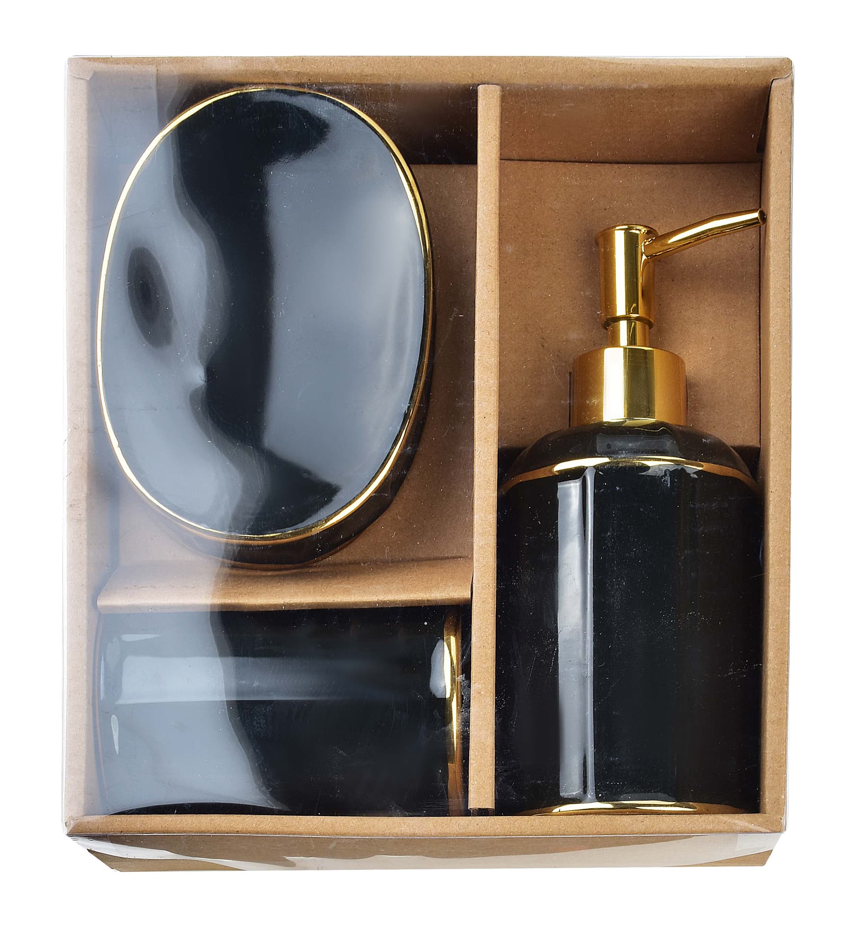 

CIRI BLACK Komplet łazienkowy czarno-złoty 350ml