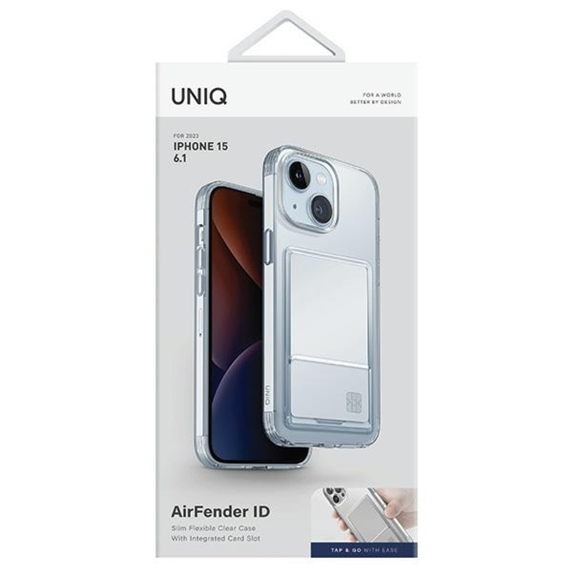 

UNIQ etui Air Fender ID iPhone 15 6.1" nude transparent Cardslot