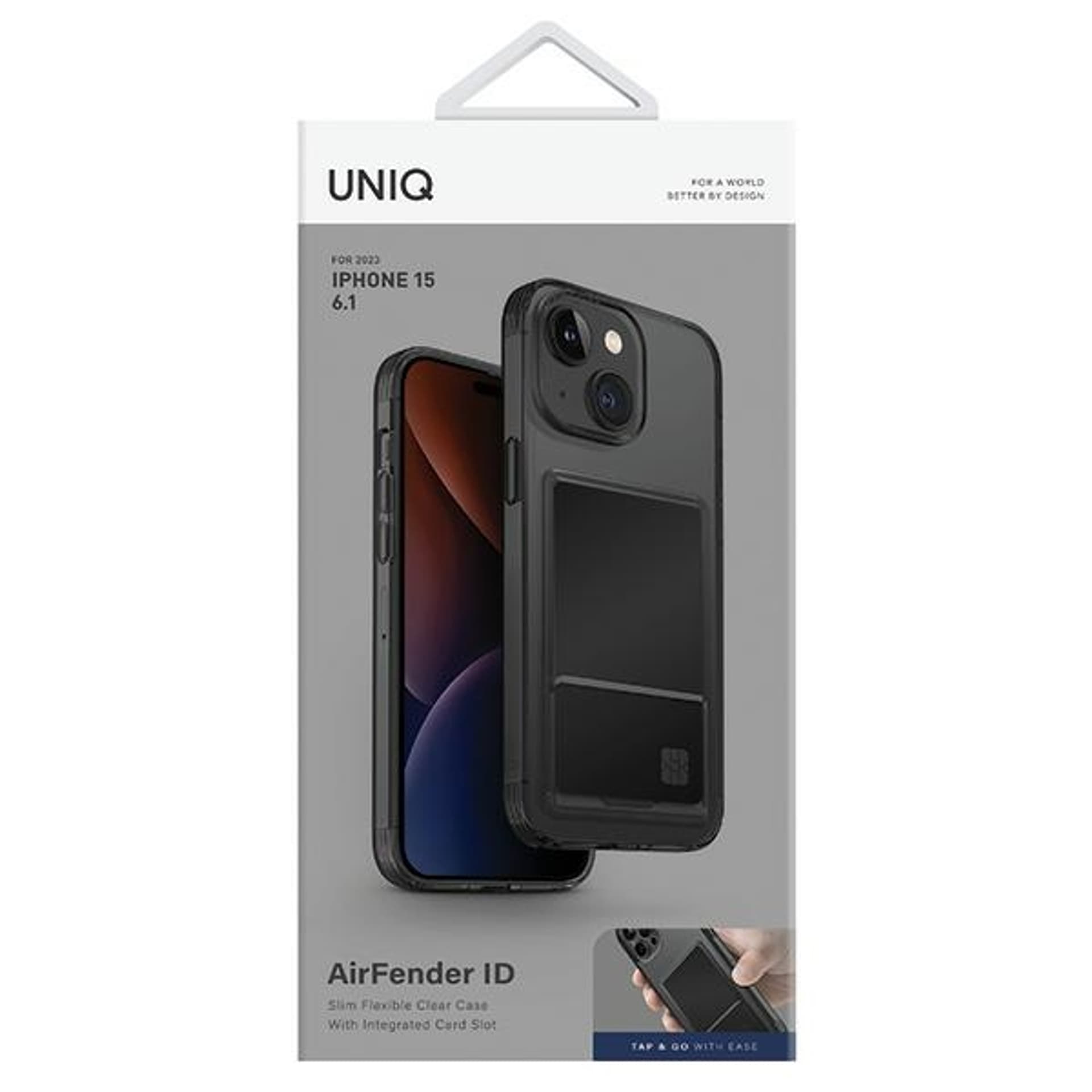 

UNIQ etui Air Fender ID iPhone 15 6.1" szary/smoked grey tinted Cardslot