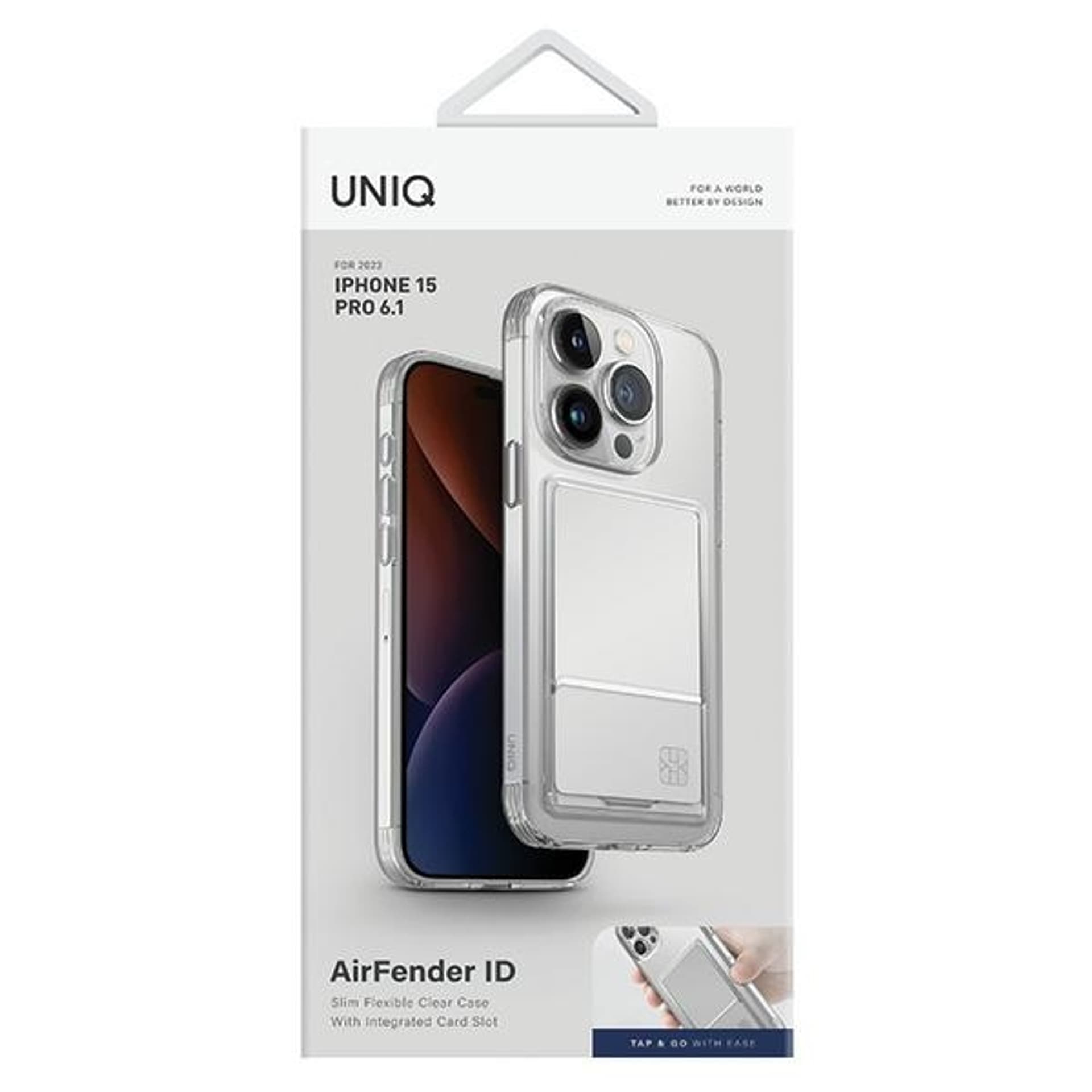 

UNIQ etui Air Fender ID iPhone 15 Pro 6.1" nude transparent Cardslot