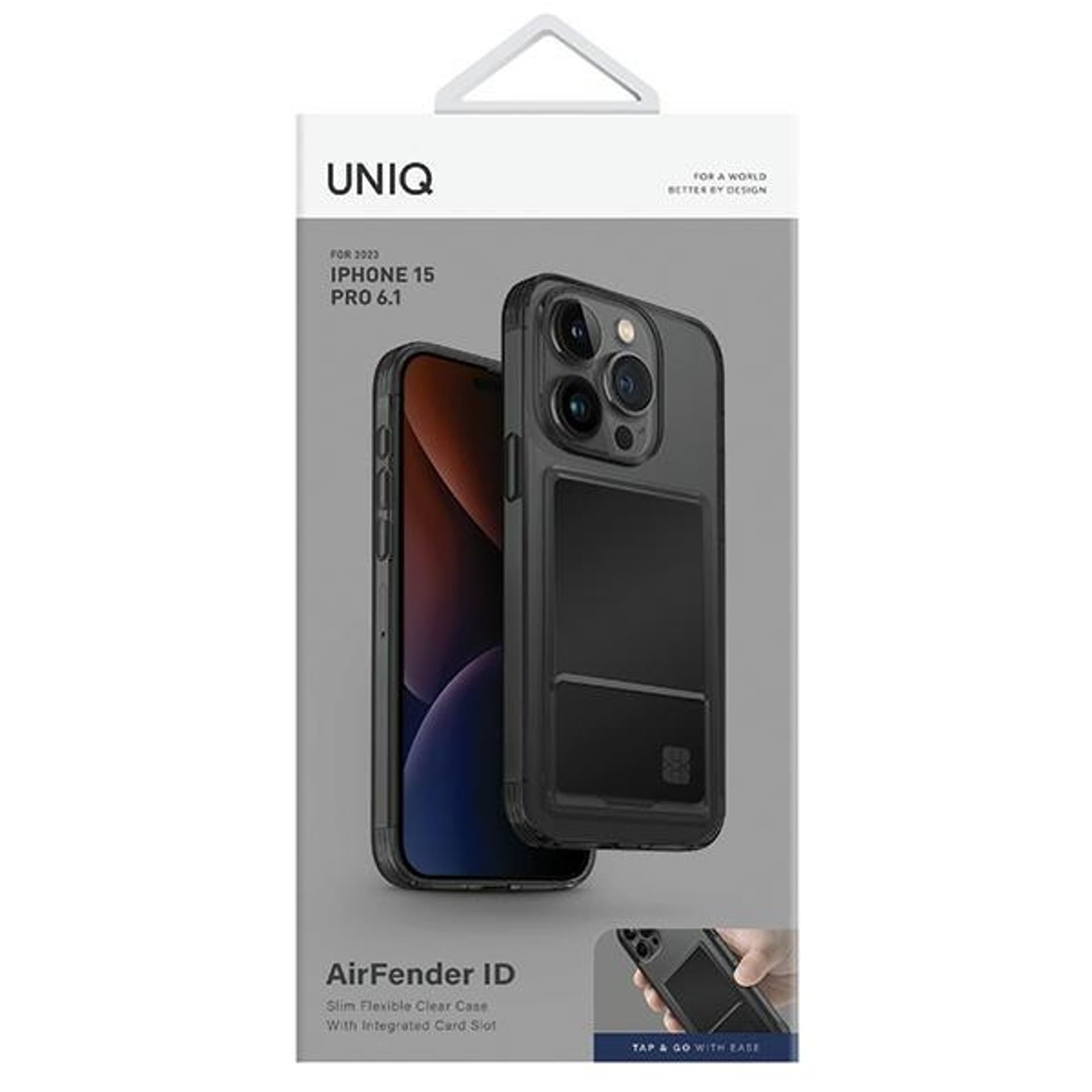 

UNIQ etui Air Fender ID iPhone 15 Pro 6.1" szary/smoked grey tinted Cardslot