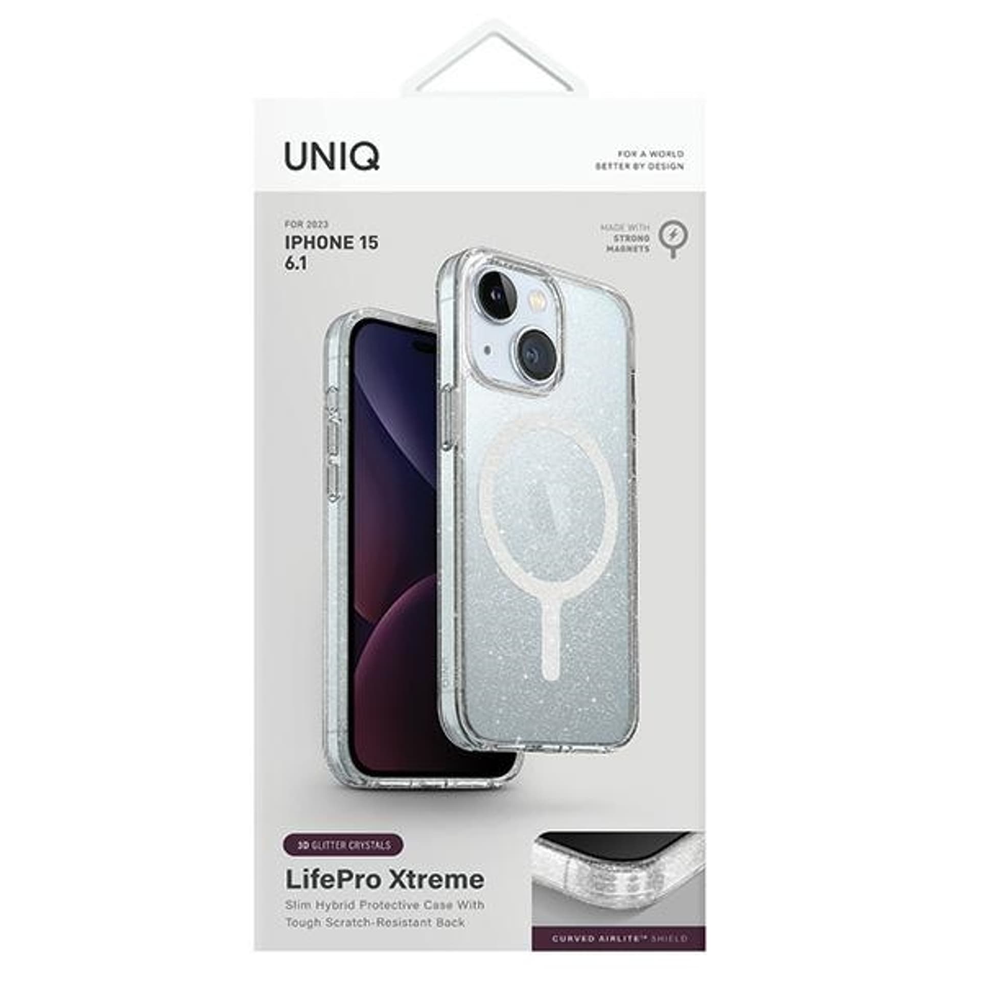 

UNIQ etui LifePro Xtreme iPhone 15 6.1" Magclick Charging przezroczysty/tinsel lucent