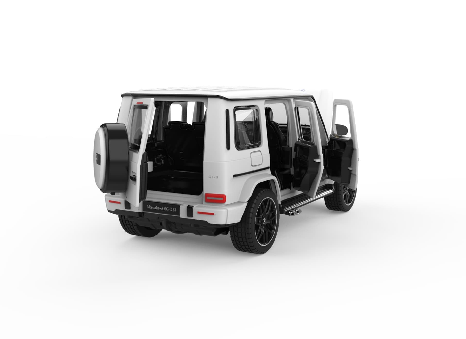 

Mercedes-AMG G 63 biały RASTAR model 1:32 Metalowa karoseria + Ręcznie otwierane elementy