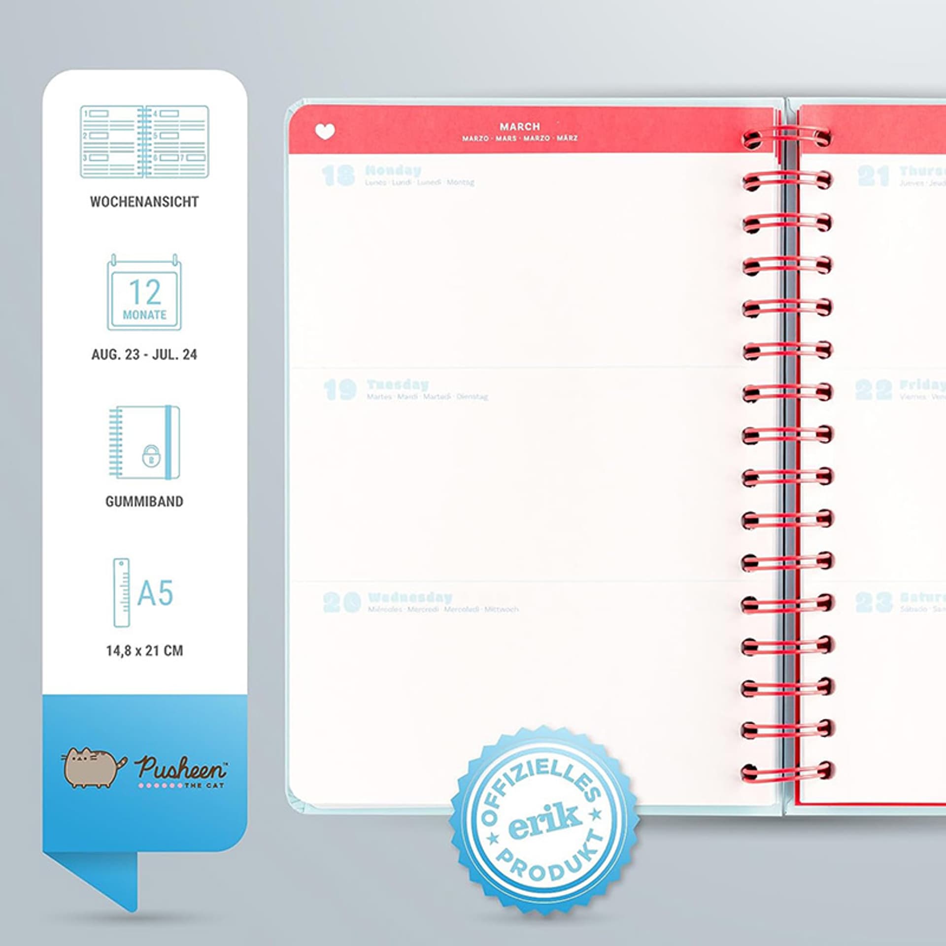 

Pusheen - Kalendarz / Planner tygodniowy 2023/2024 z kolekcji Purrfect Love