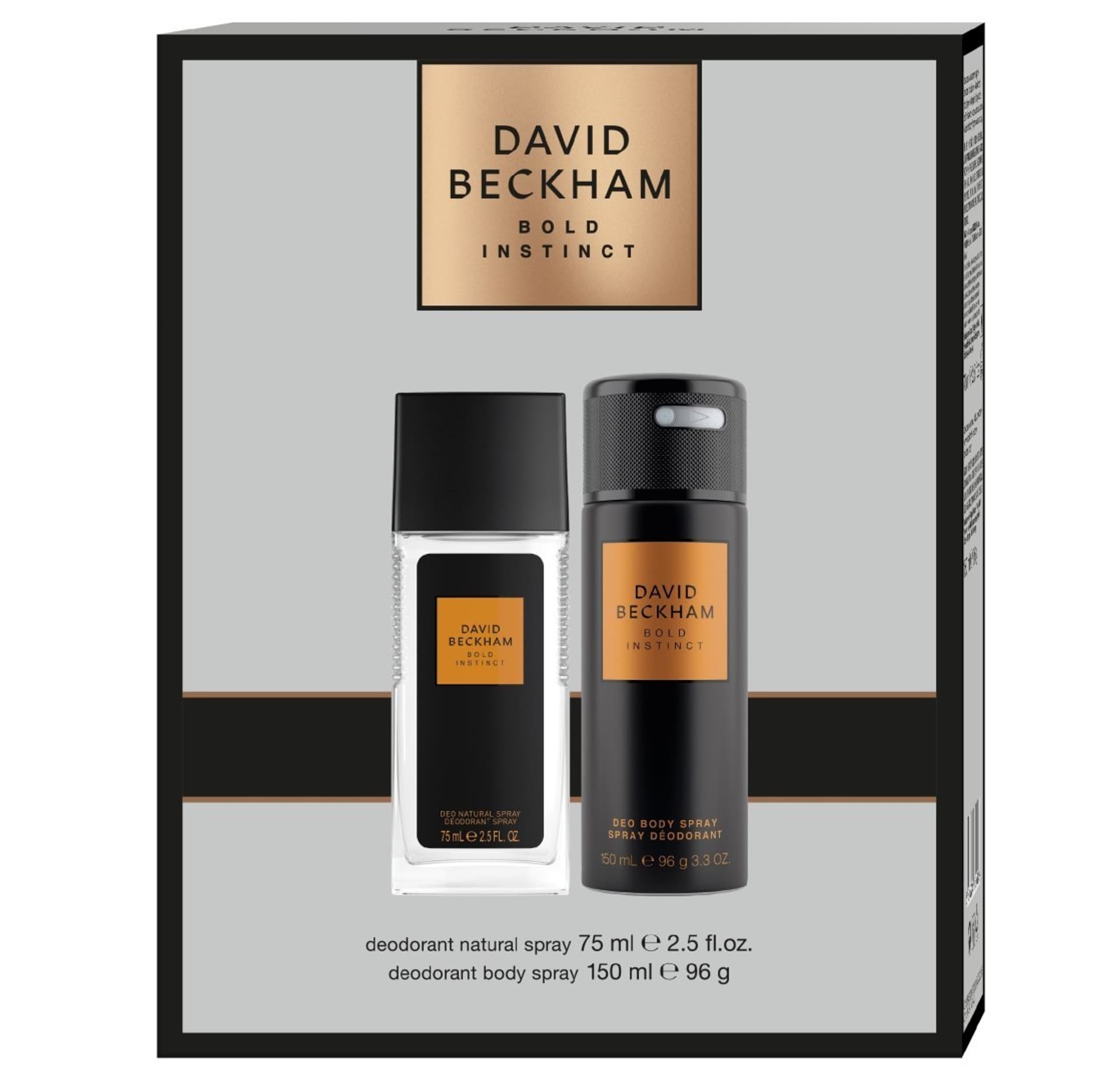 

DAVID BECKHAM Zestaw prezentowy Bold Instinct (Dezodorant naturalny spray 75ml+Dezodorant body spray 150ml)