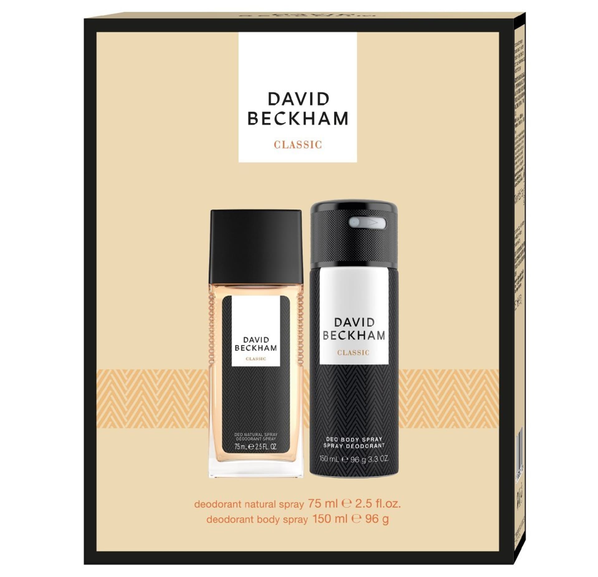 

DAVID BECKHAM Zestaw prezentowy Classic (Dezodorant naturalny spray 75ml+Dezodorant body spray 150ml)