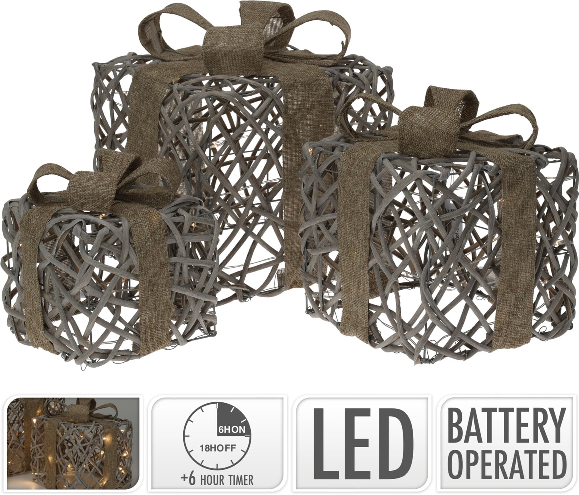 

Dekoracja z PREZENT 20LED 26x26xh30cm