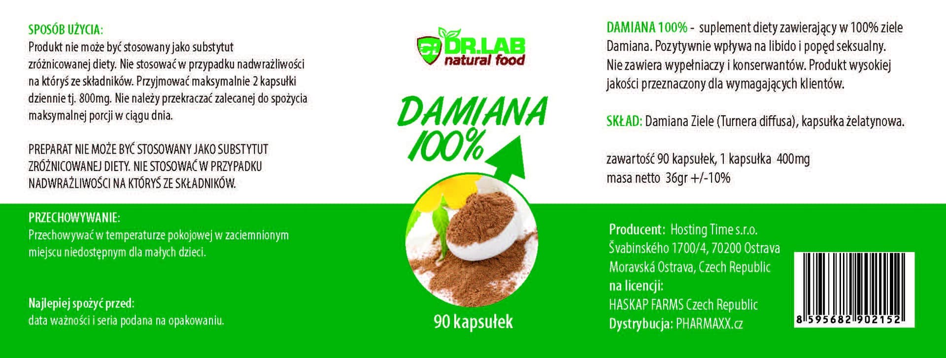 

Dr.Lab Damiana 100% 90 kaps. suplement diety