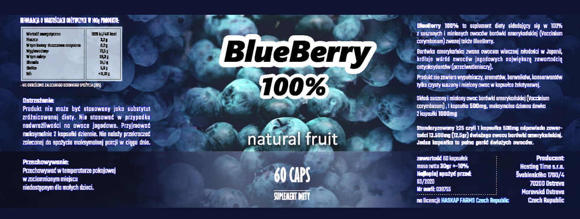 

Dr.Lab Blue Berry 100% 60 kaps. suplemet diety