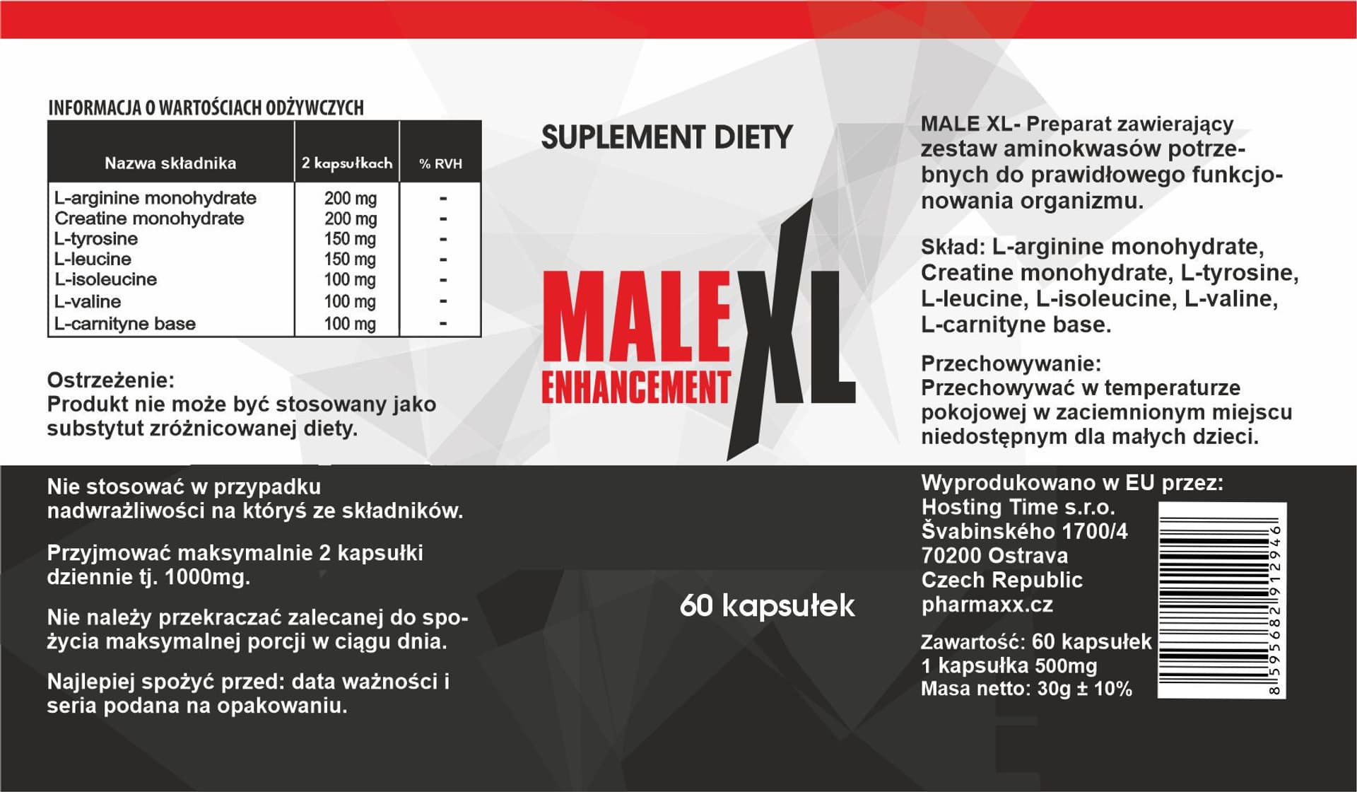 

Dr.Lab MALE XL 60 kaps. suplemet diety