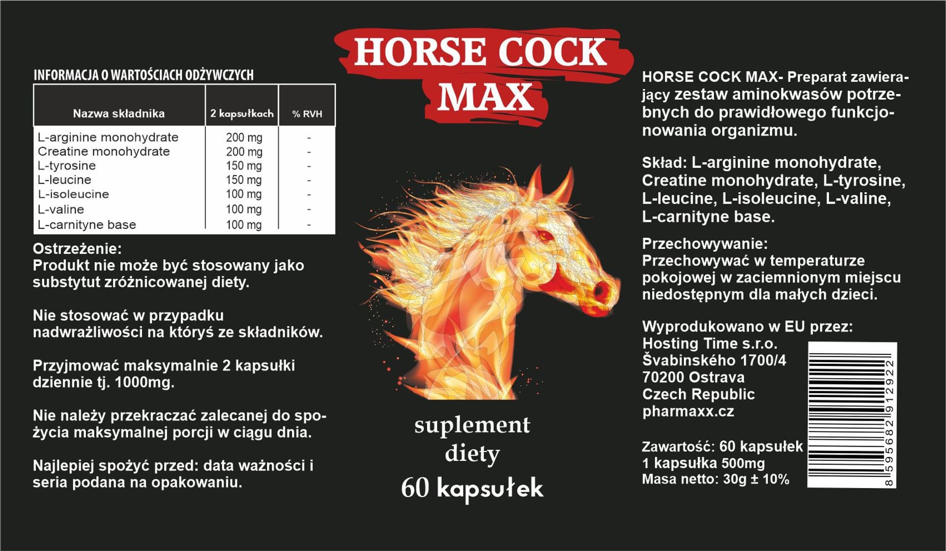 

Dr.Lab HORSE COCK MAX 60 kaps. suplemet diety