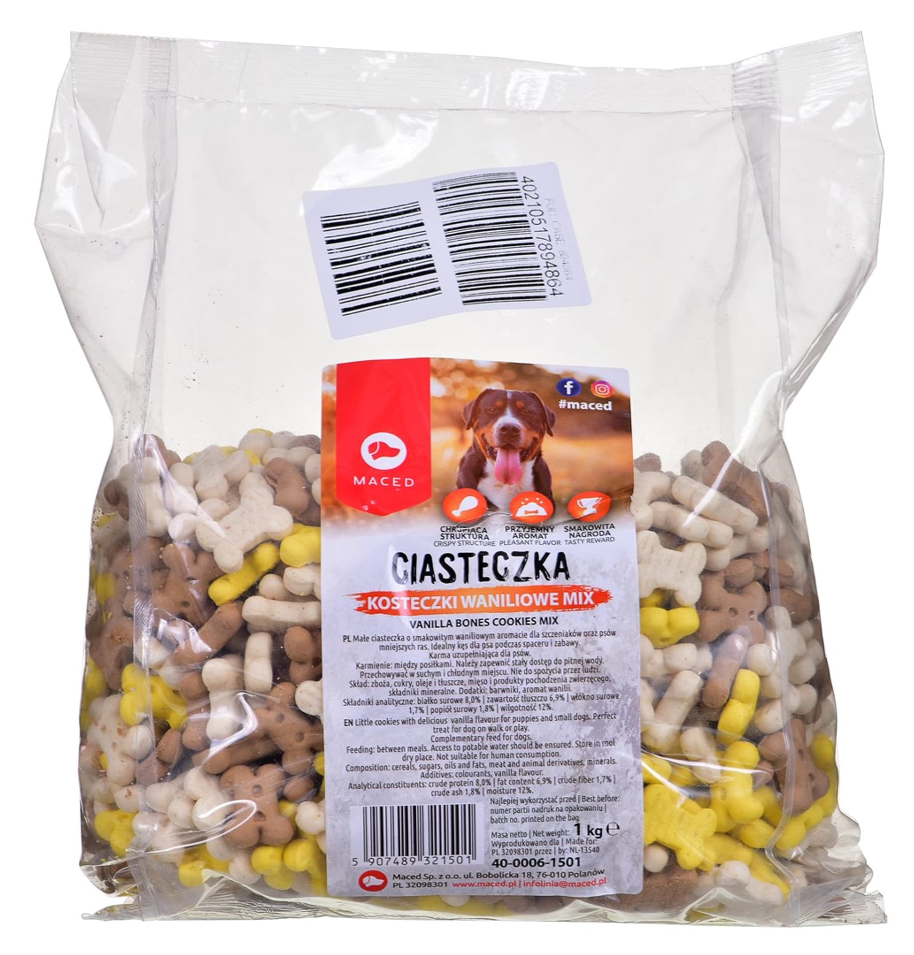 

Maced Ciastka Kostka Wanilia Mix - przysmak dla psa - 1kg