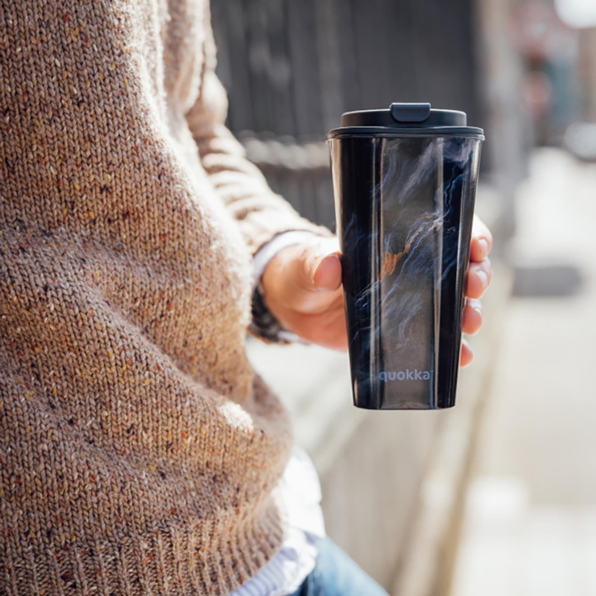 

Quokka Vaso Cafe Doble Pared - Kubek plastikowy z podwójnymi ściankami 450 ml (Dark Stone)