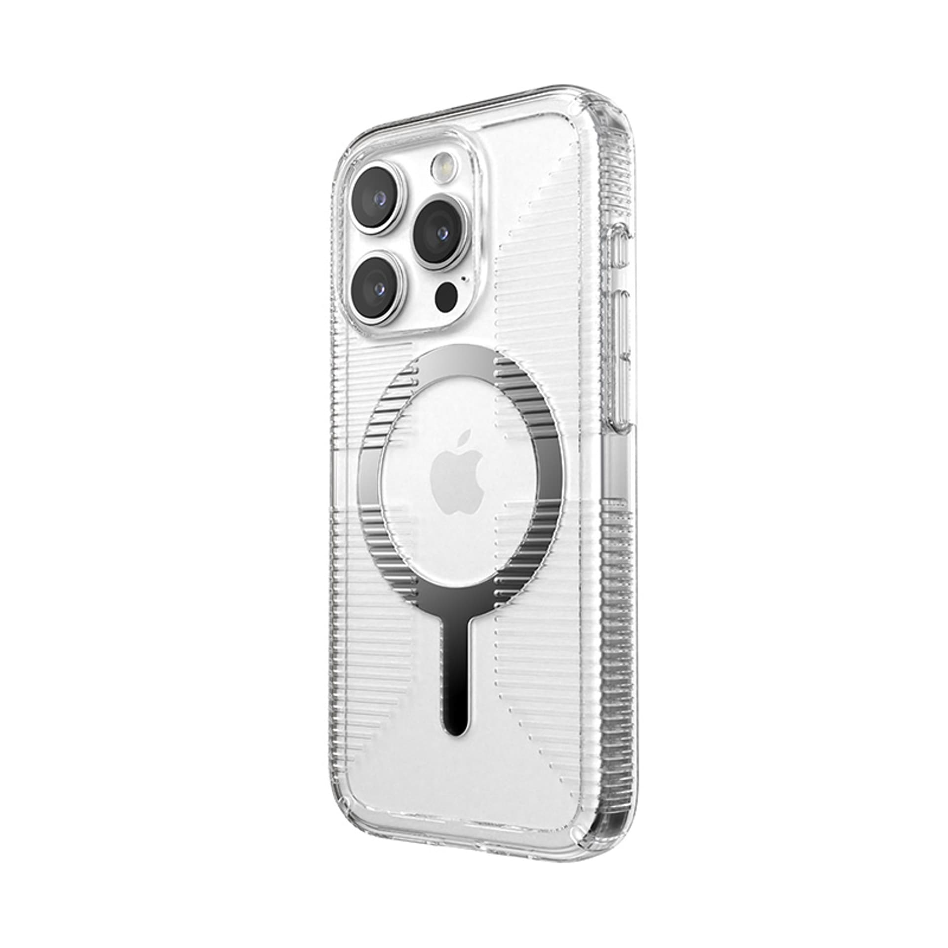 

Speck Gemshell Grip + MagSafe - Etui do iPhone 15 Pro (Clear / Chrome Finish)