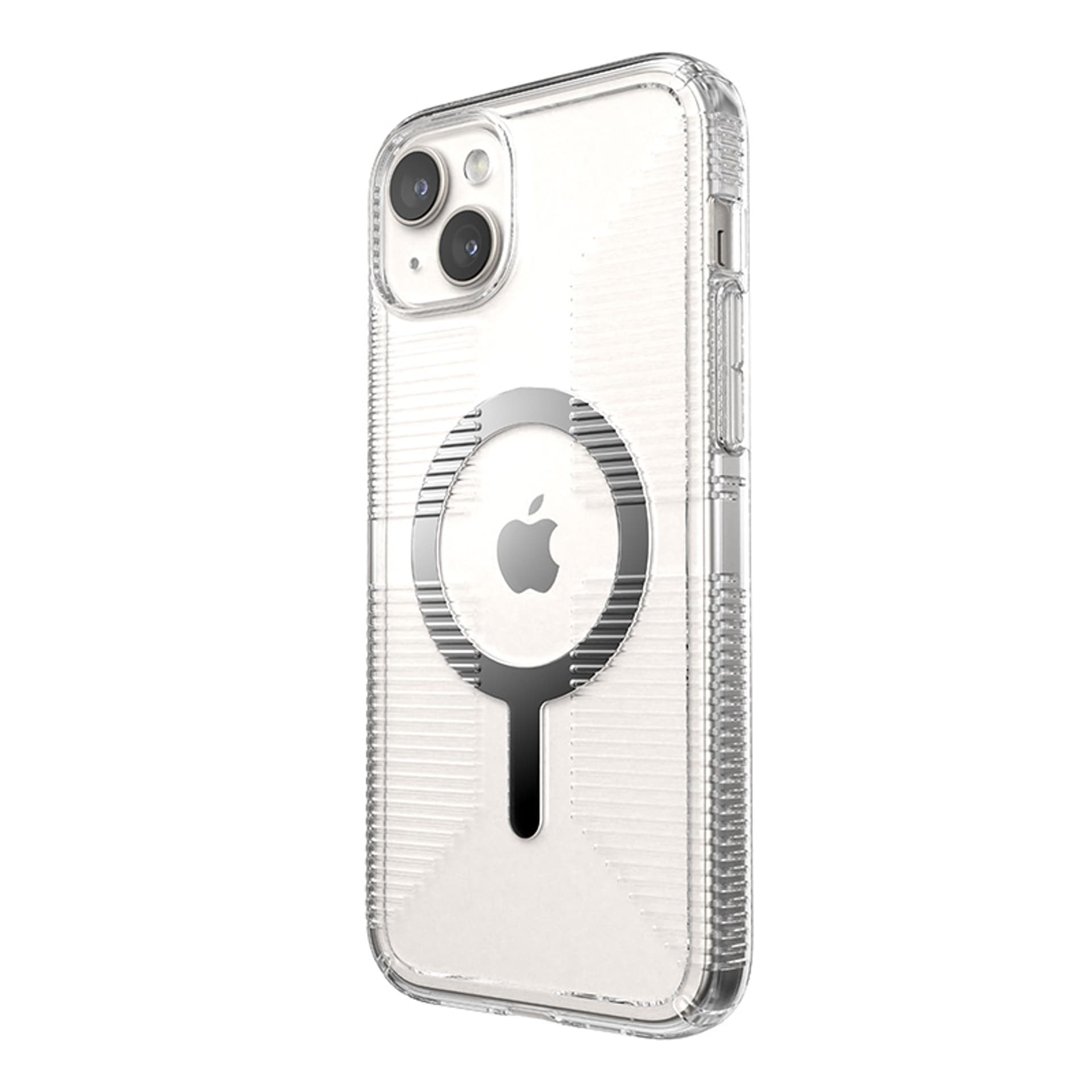 

Speck Gemshell Grip + MagSafe - Etui do iPhone 15 Plus / iPhone 14 Plus (Clear / Chrome Finish)