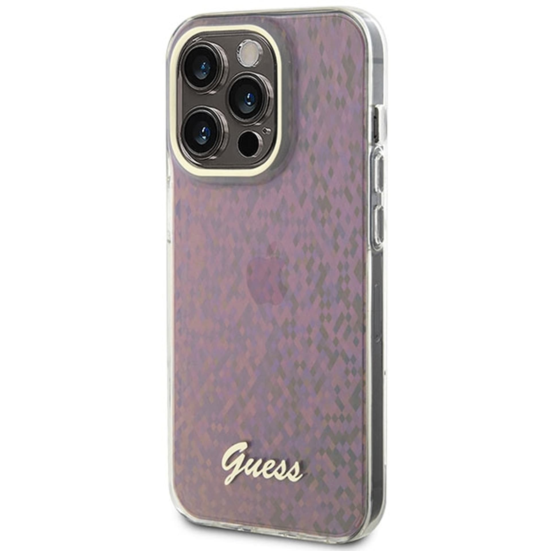 

Guess GUHCP15LHDECMP iPhone 15 Pro 6.1" różowy/pink hardcase IML Faceted Mirror Disco Iridescent