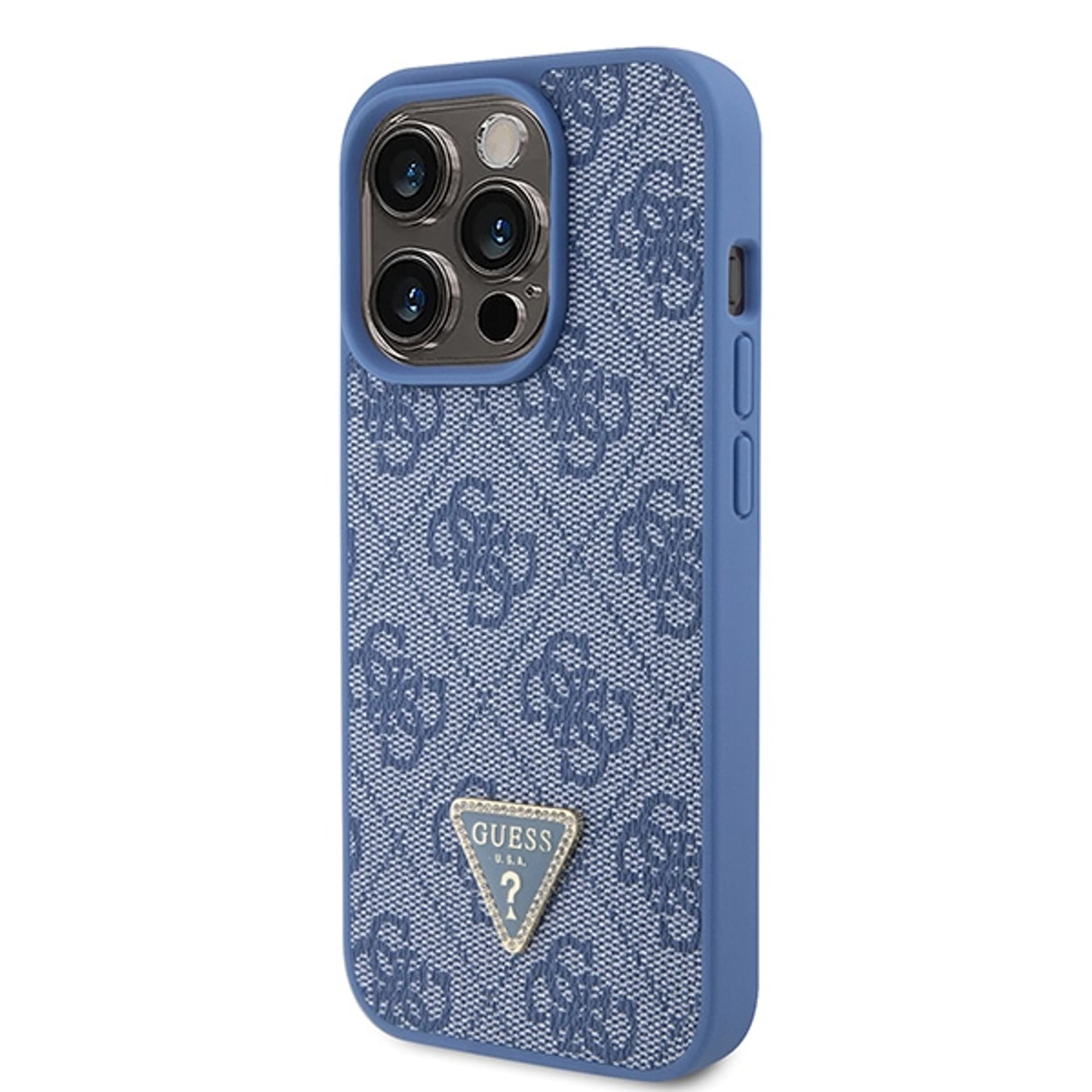 

Guess GUHCP15LP4TDPB iPhone 15 Pro 6.1" niebieski/blue hardcase Leather 4G Triangle Strass