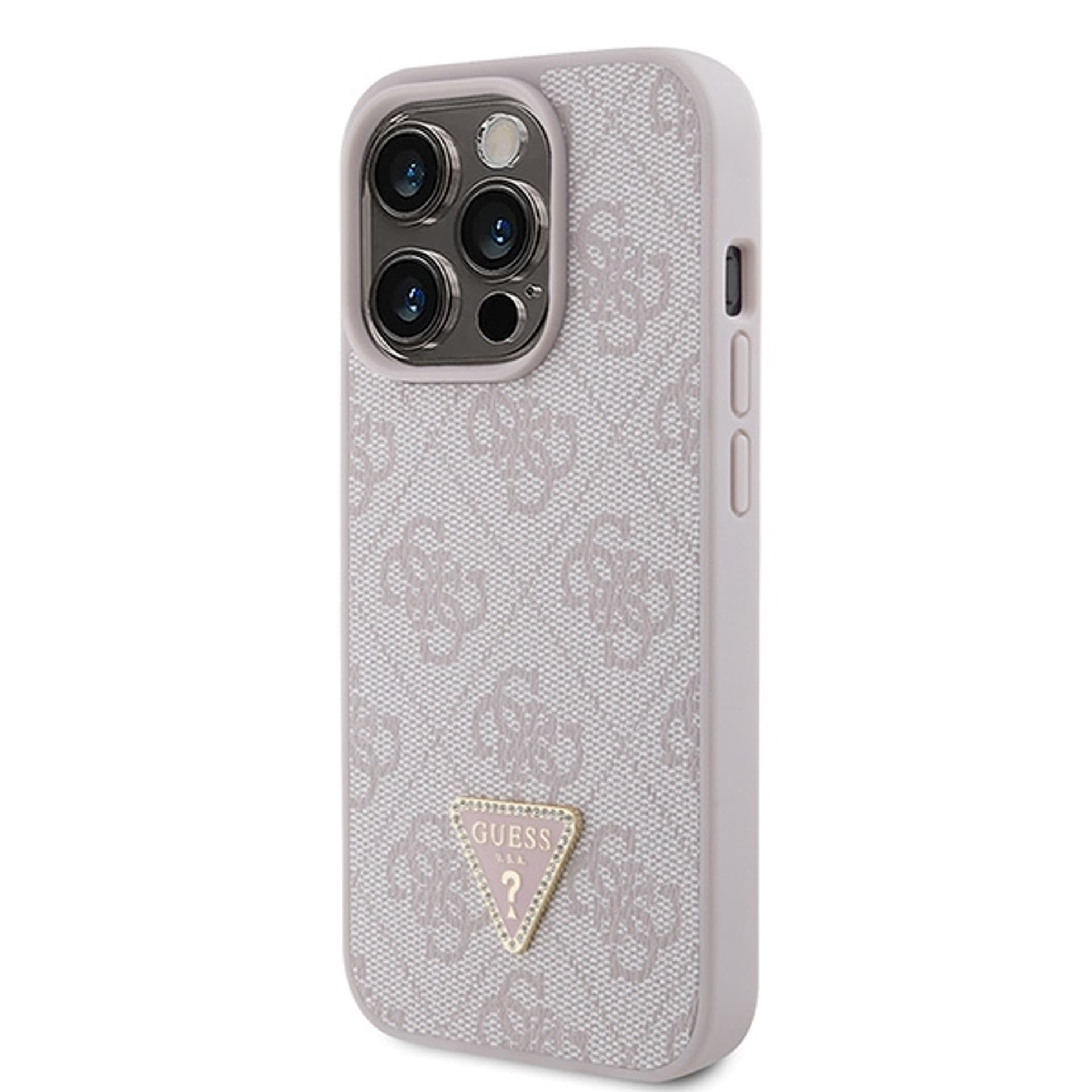 

Guess GUHCP15LP4TDPP iPhone 15 Pro 6.1" różowy/pink hardcase Leather 4G Triangle Strass
