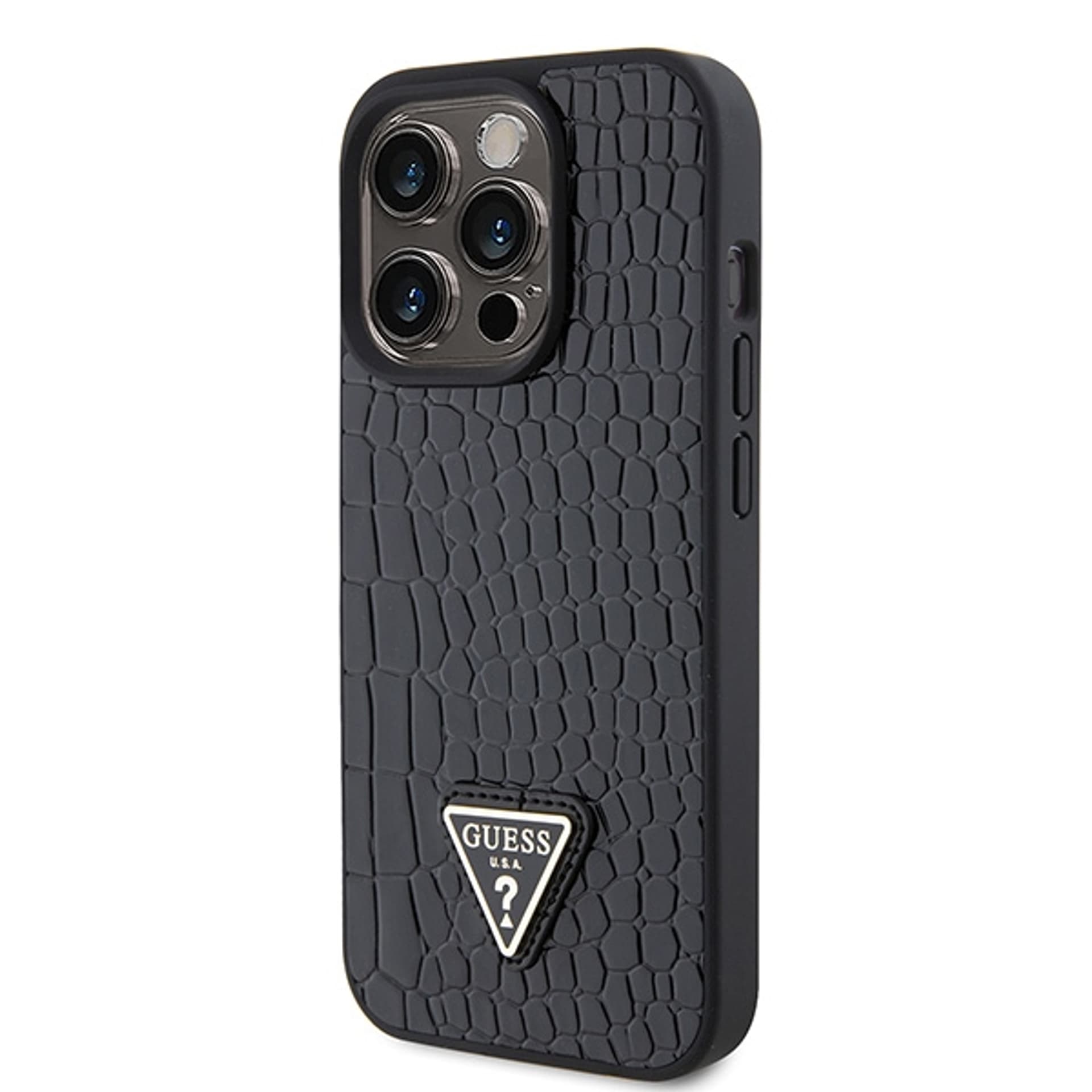 

Guess GUHCP15LPCRTHCK iPhone 15 Pro 6.1" czarny/black hardcase Croco Triangle Metal Logo