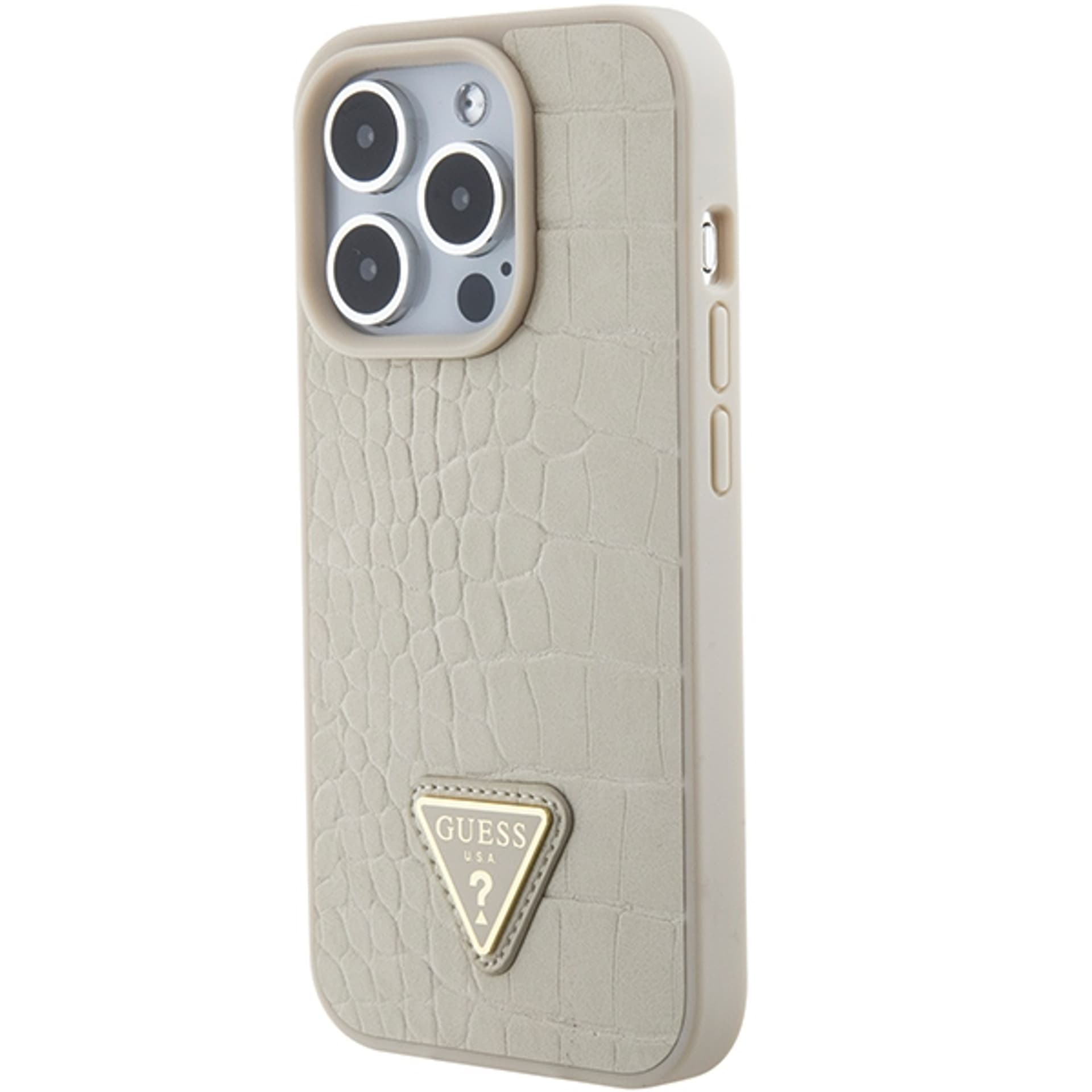 

Guess GUHCP15XPCRTHCD iPhone 15 Pro Max 6.7" złoty/gold hardcase Croco Triangle Metal Logo
