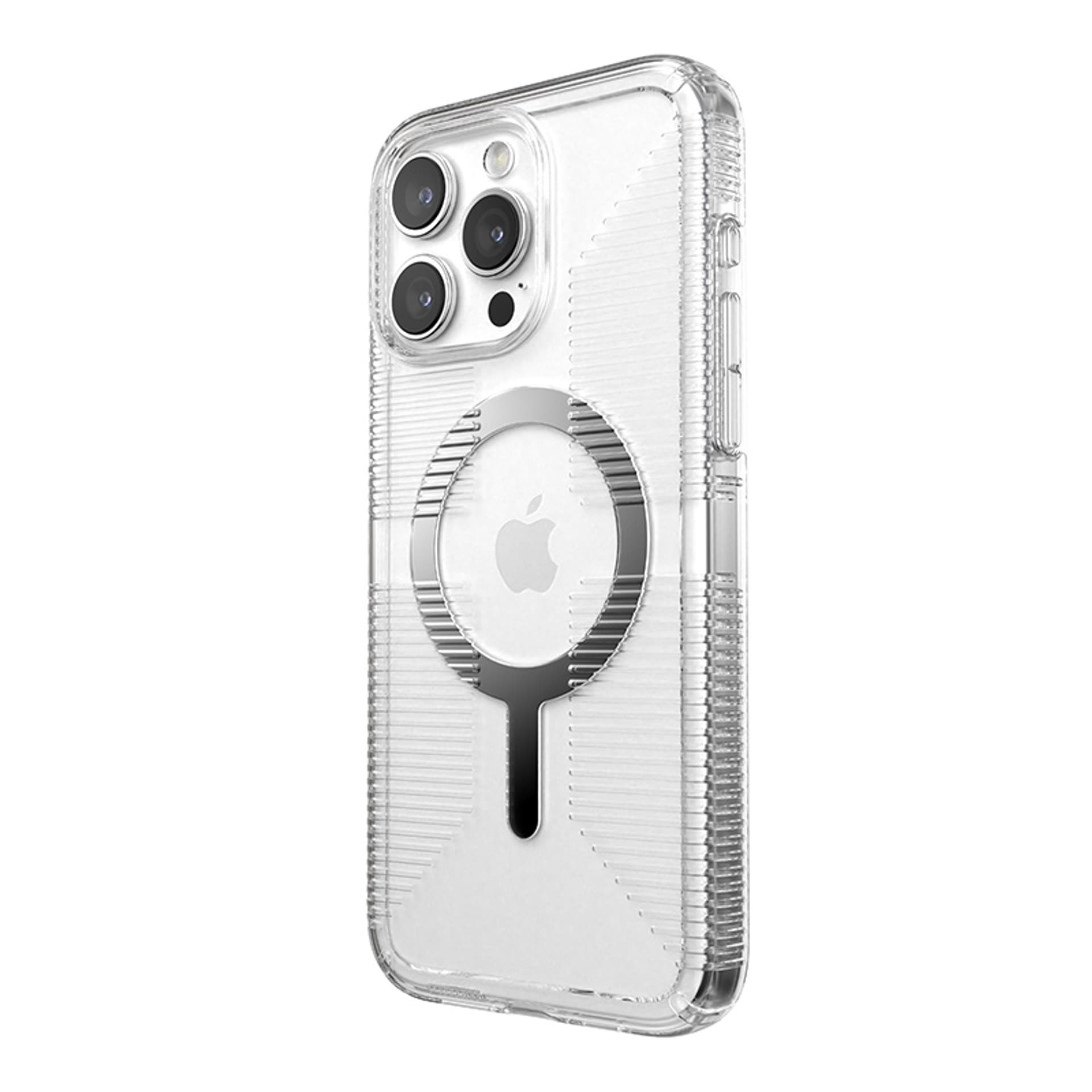 

Speck Gemshell Grip + MagSafe - Etui do iPhone 15 Pro Max (Clear / Chrome Finish)