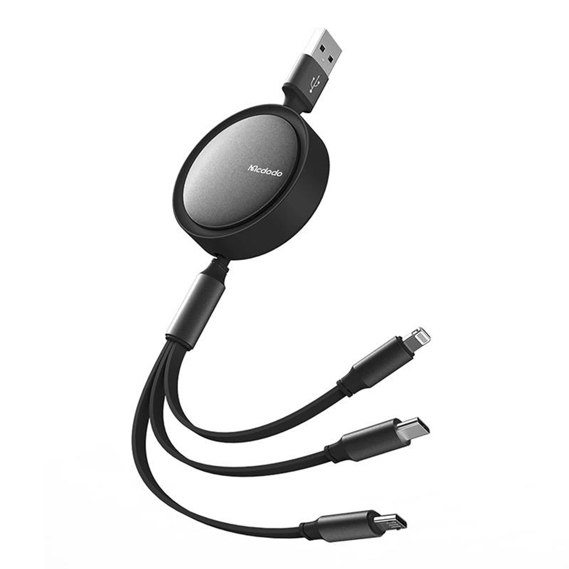 

Kabel USB Mcdodo CA-7250 3w1 zwijany 1,2m czarny