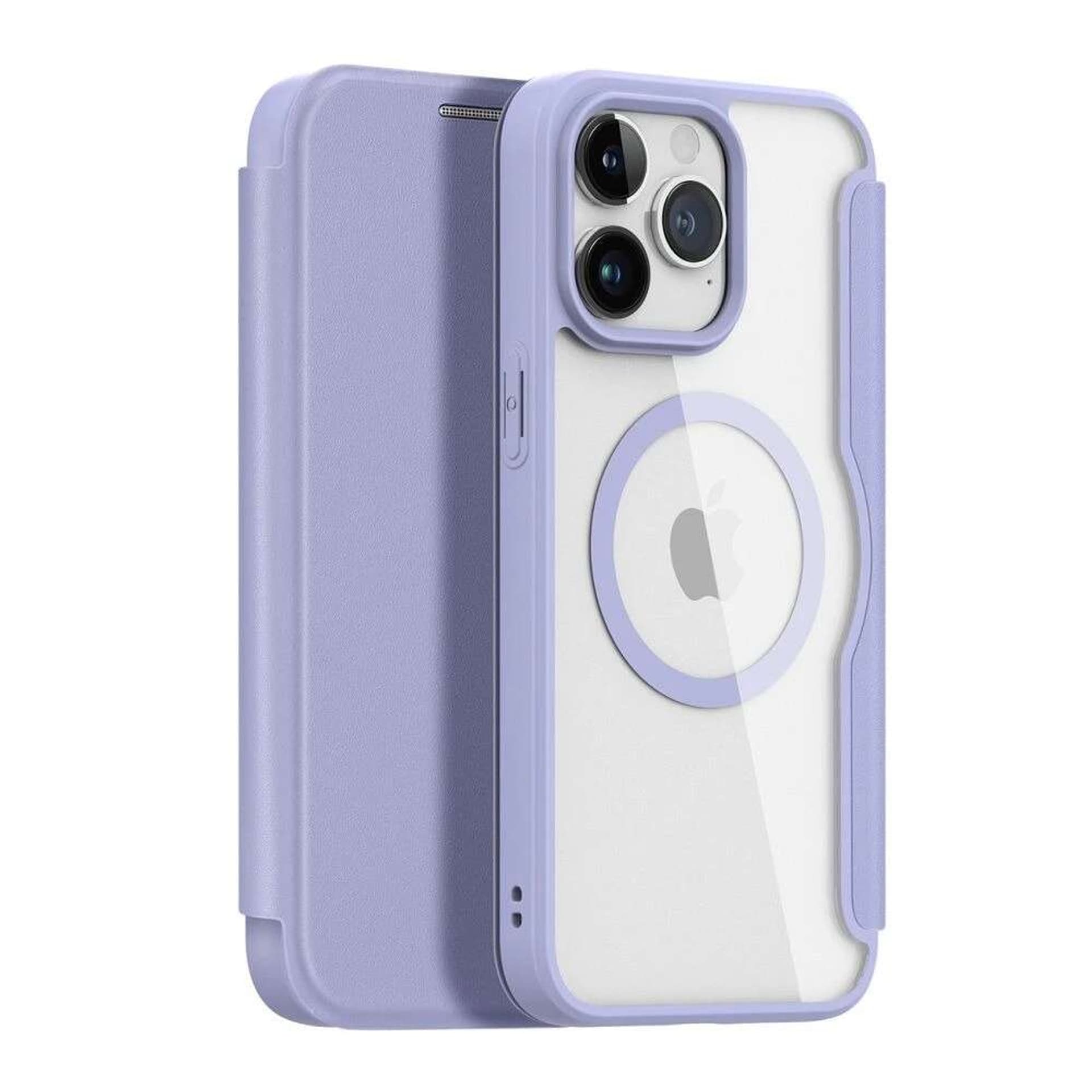 

DUX DUCIS Skin X Pro - futerał z klapką kompatybilny z MagSafe do Apple iPhone 15 Pro fioletowy
