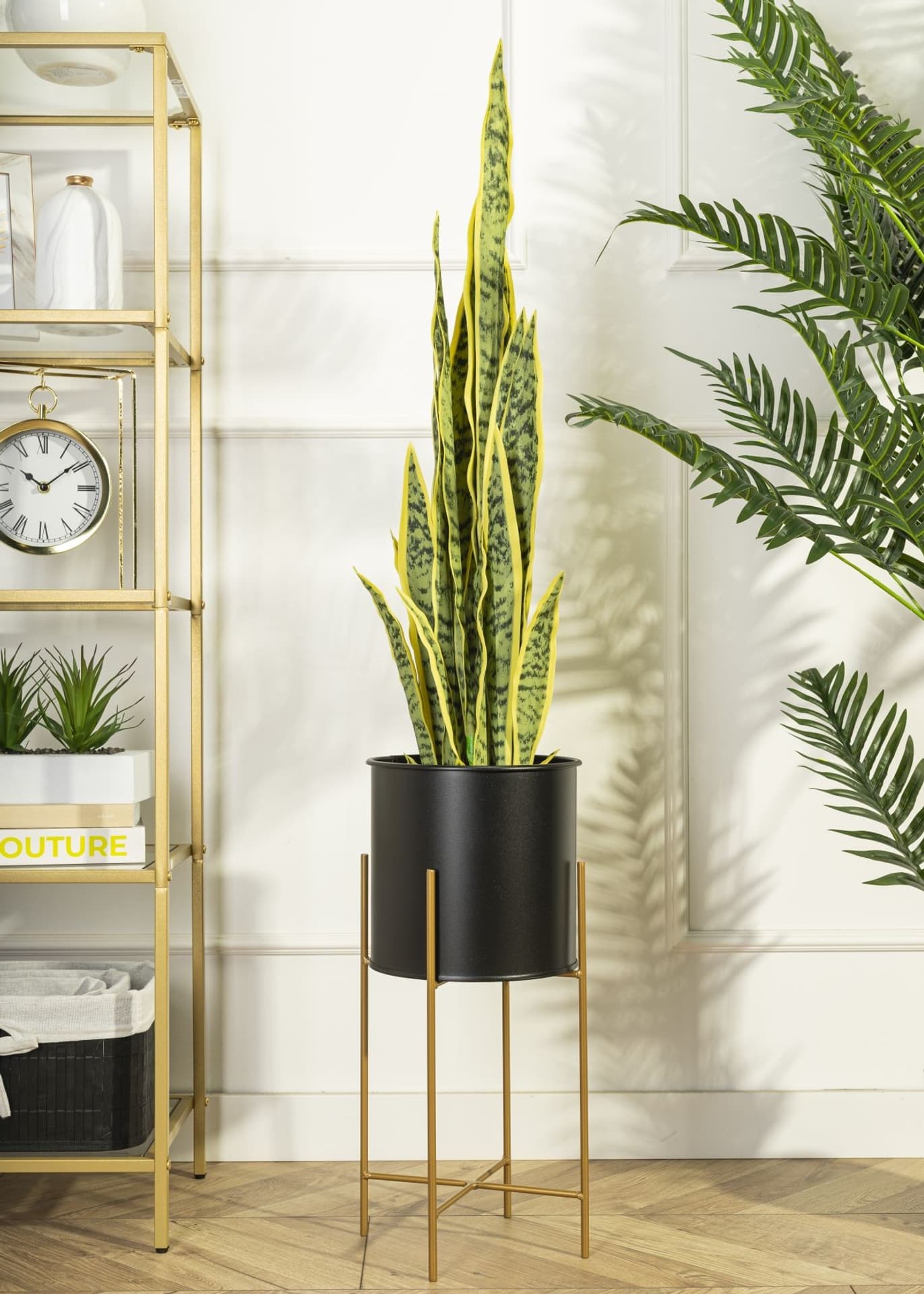 

Kwietnik z osłonka 55 cm złoto czarny LOFT