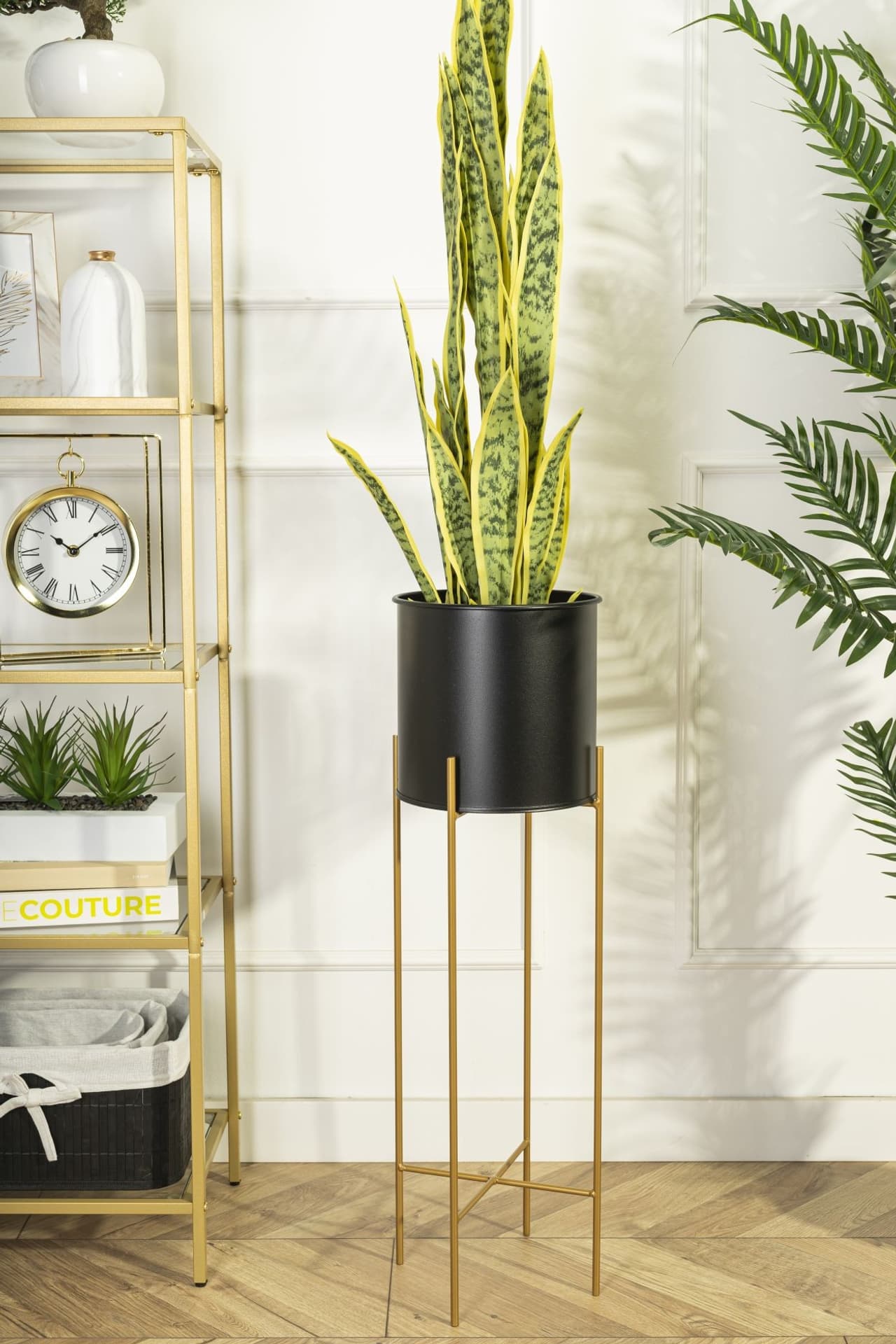 

Kwietnik nowoczesny z wkładem 75 cm czarno złoty GLAM