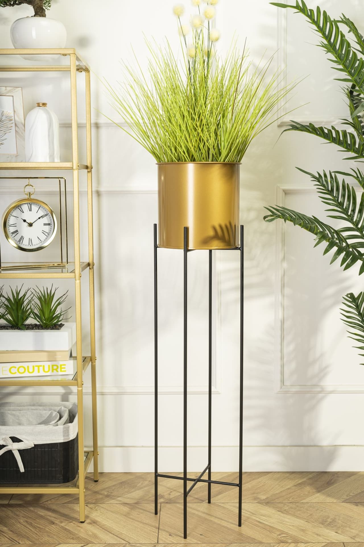 

Kwietnik z osłonka 95 cm czarno złoty GLAMOUR