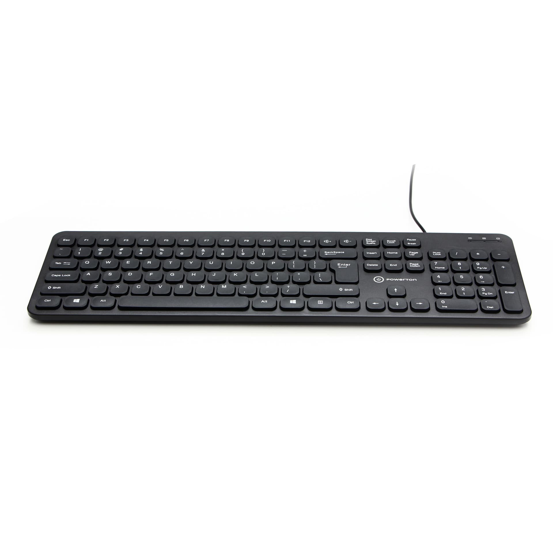 

Powerton WPK102, klawiatura Slim US, klasyczna, przewodowa (USB), czarna, cicha, Usb)/czarna/cich