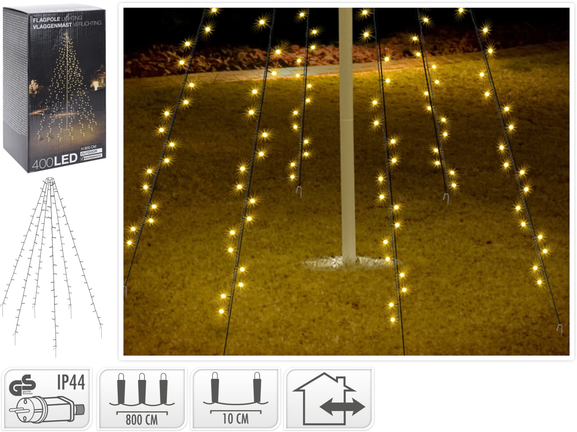 

Maszt świetlny 400LED CIEPŁY BIAŁY