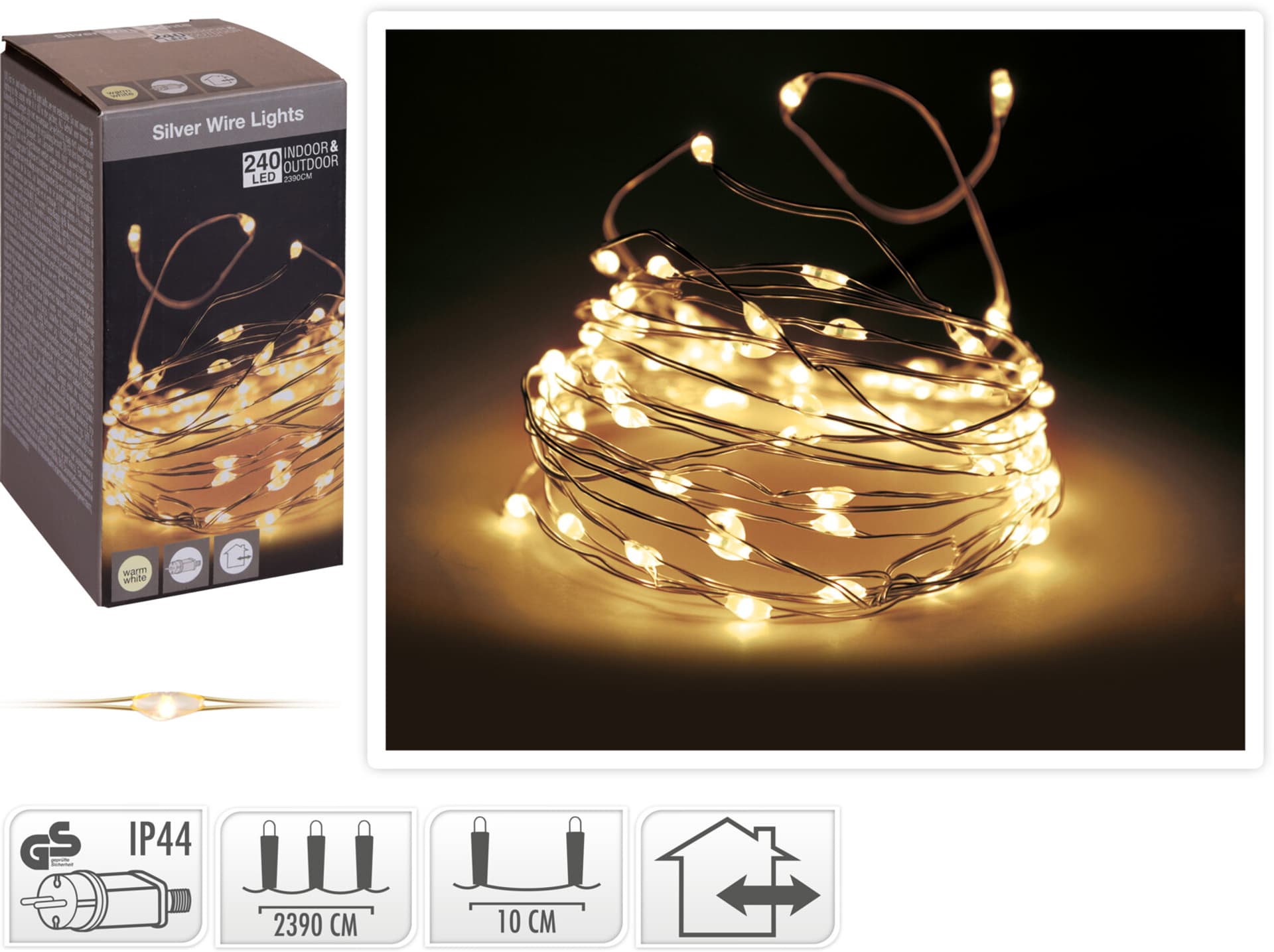 

ŁAŃCUCH LED 240LED CIEPŁA BIAŁA 239m
