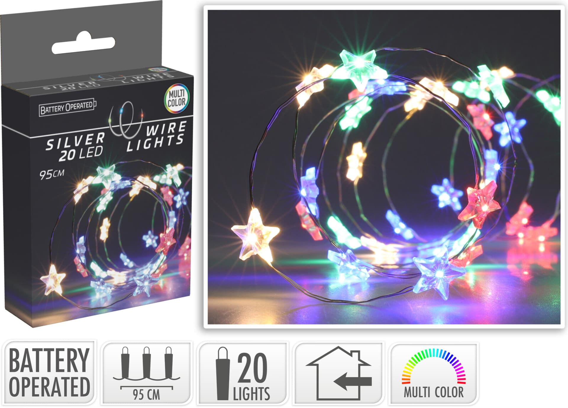 

ŁAŃCUCH LED STAR 20LED MULTI